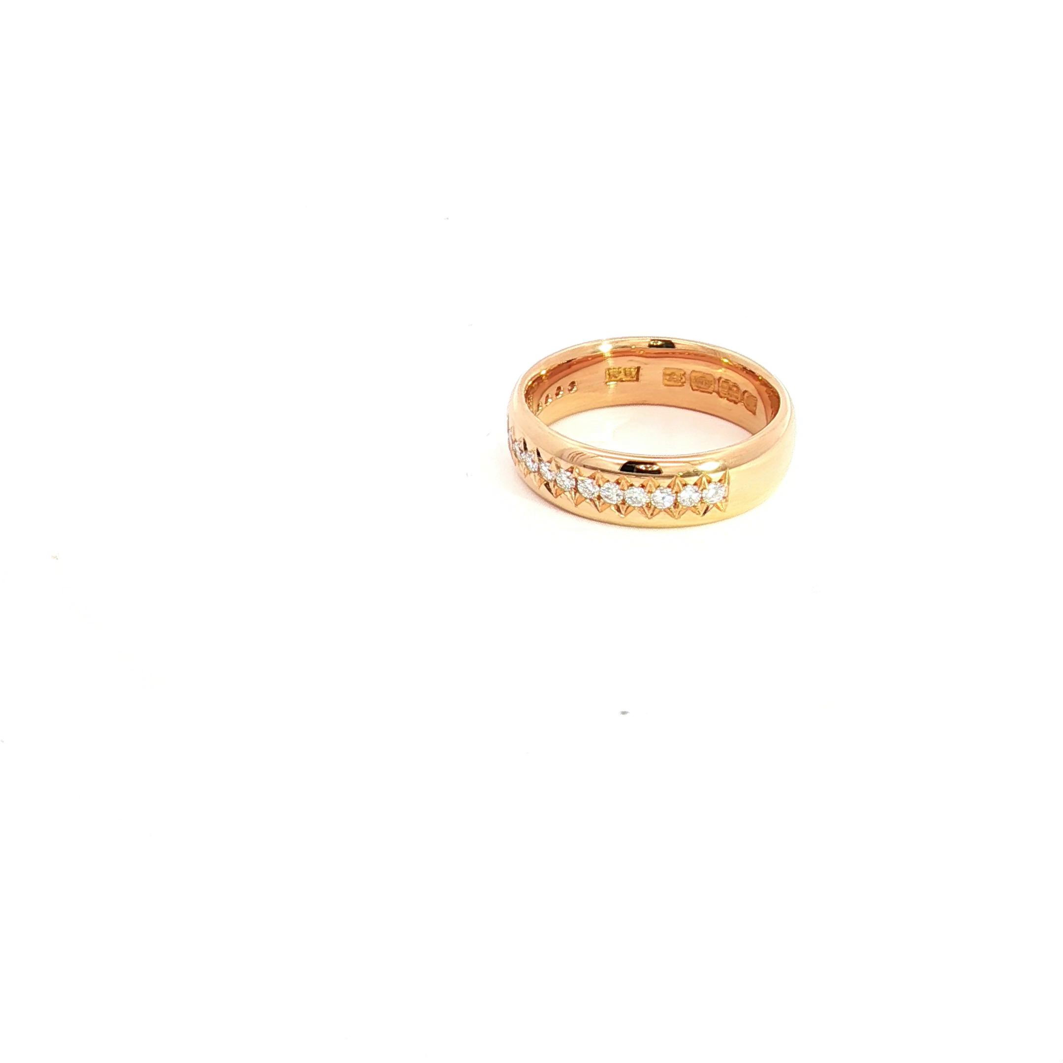 22ct Yellow Gold Band Ring with 17x 0.015ct F VS2 Round Brilliant Cut Diamonds