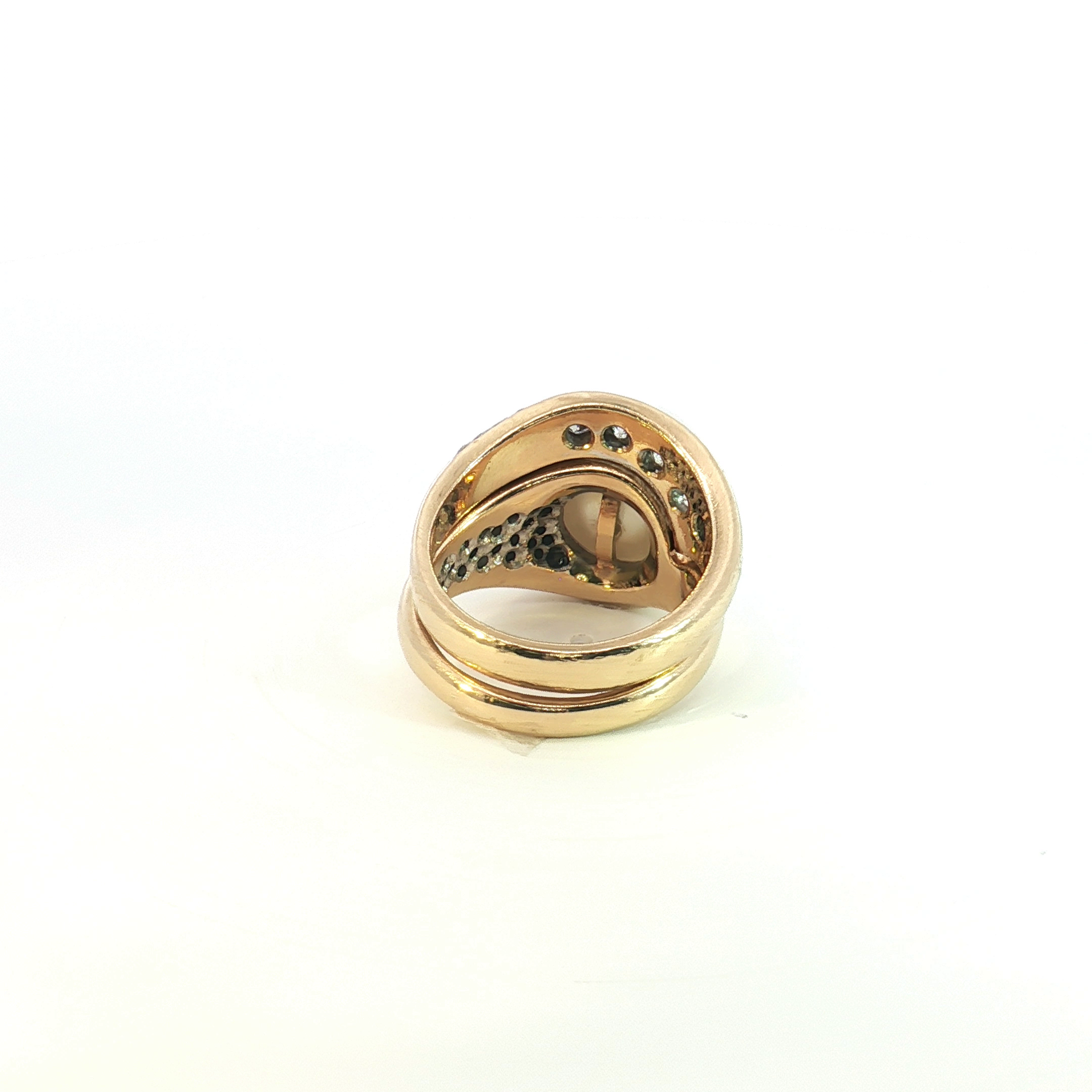 18ct Yellow Gold Pearl ring with pave diamonds and matching diamond ring