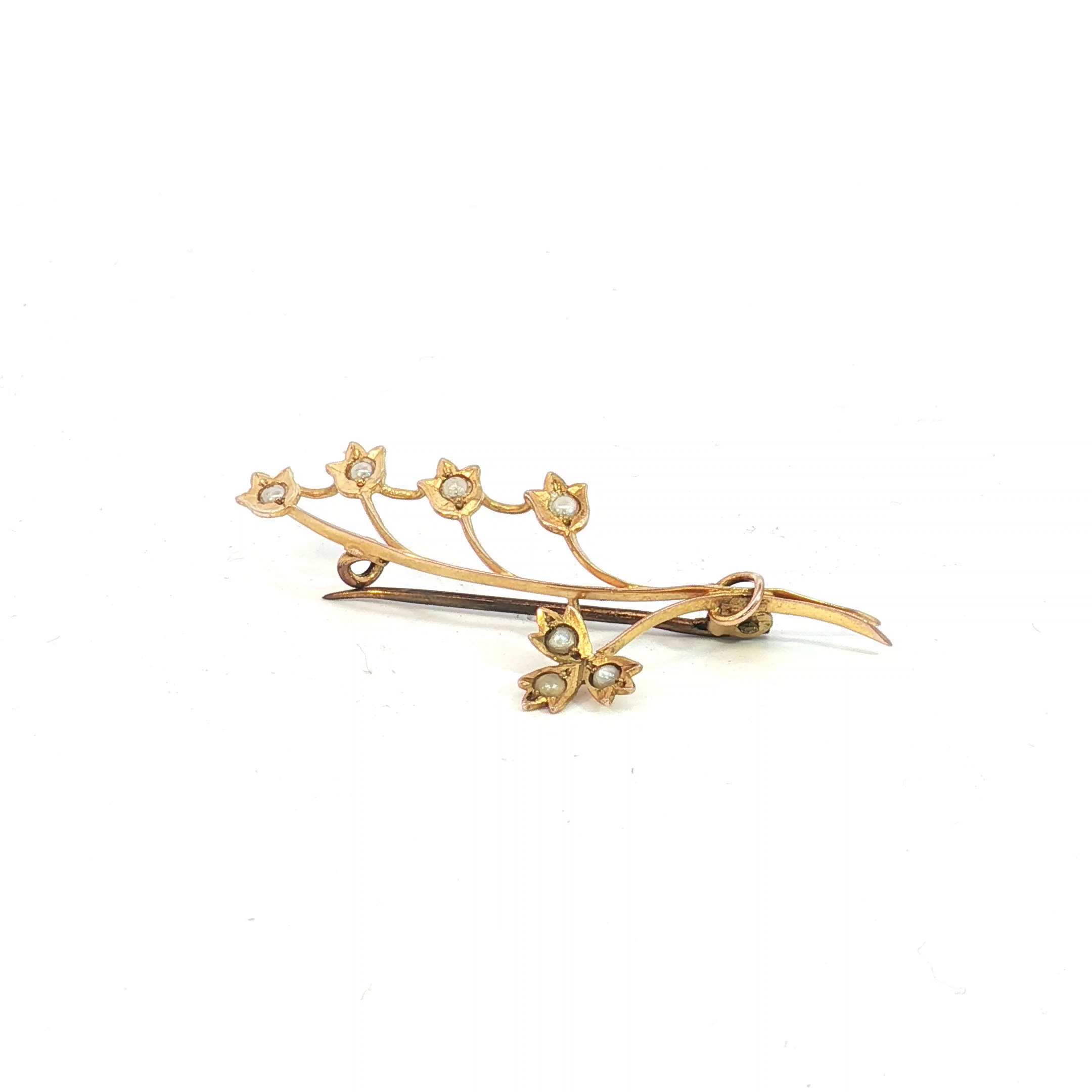 9ct YG Lily of the Valley Brooch