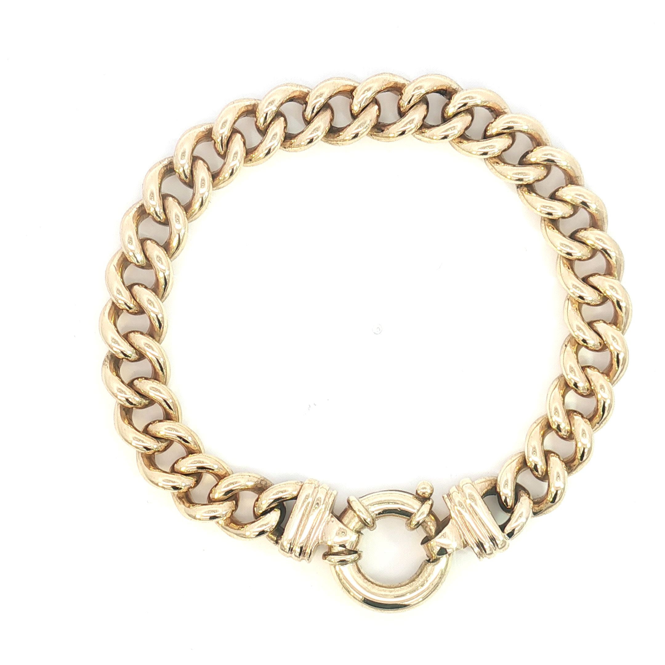 9ct YG Curb Link Bracelet with Bolt Ring