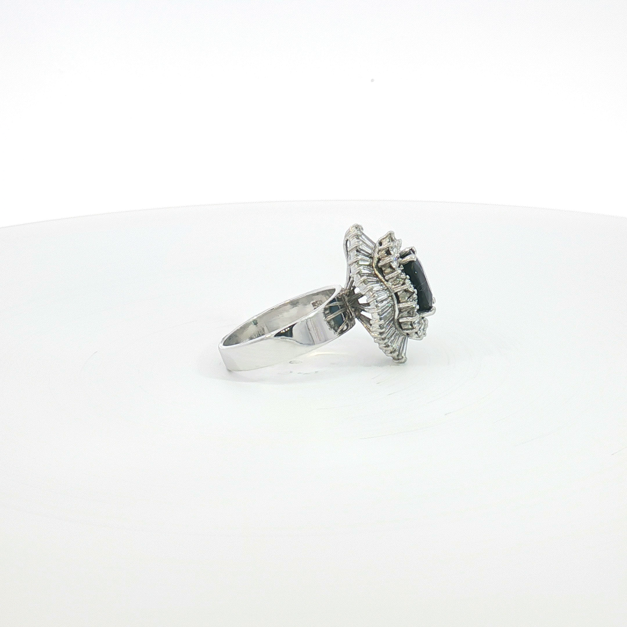 14ct WG Sapphire and Diamond Sunburst Cocktail Ring