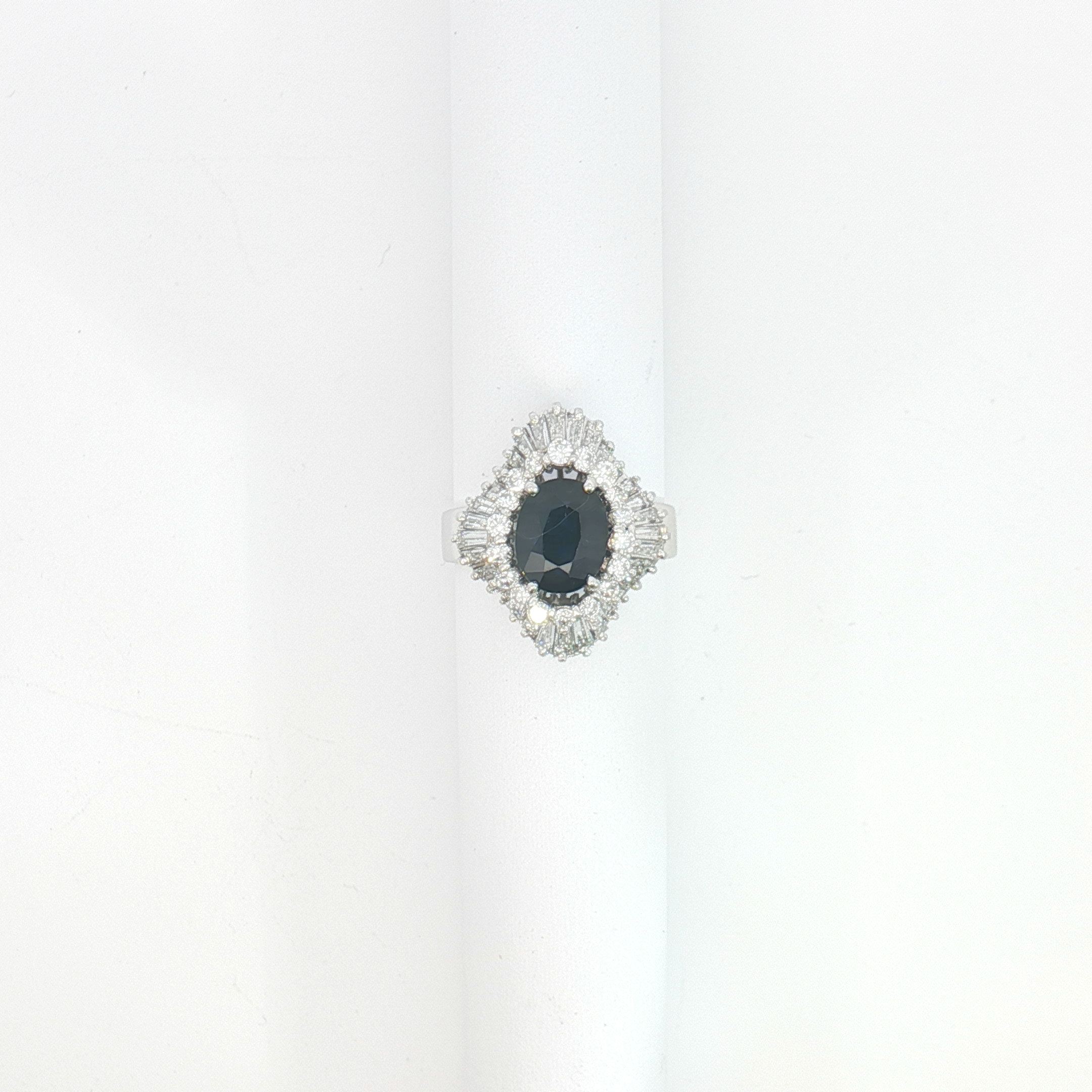14ct WG Sapphire and Diamond Sunburst Cocktail Ring