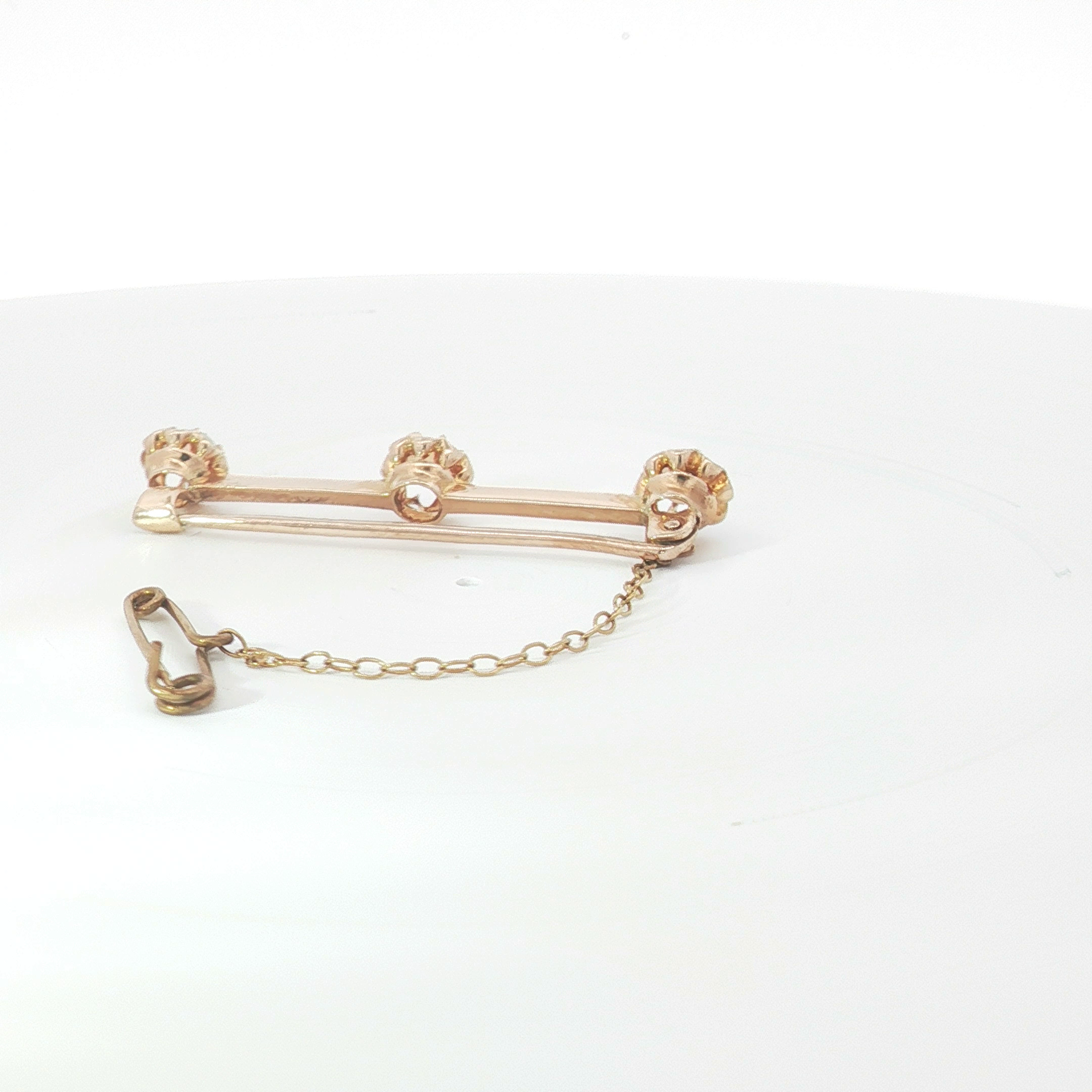 15ct RG Triple Opal Bar Brooch