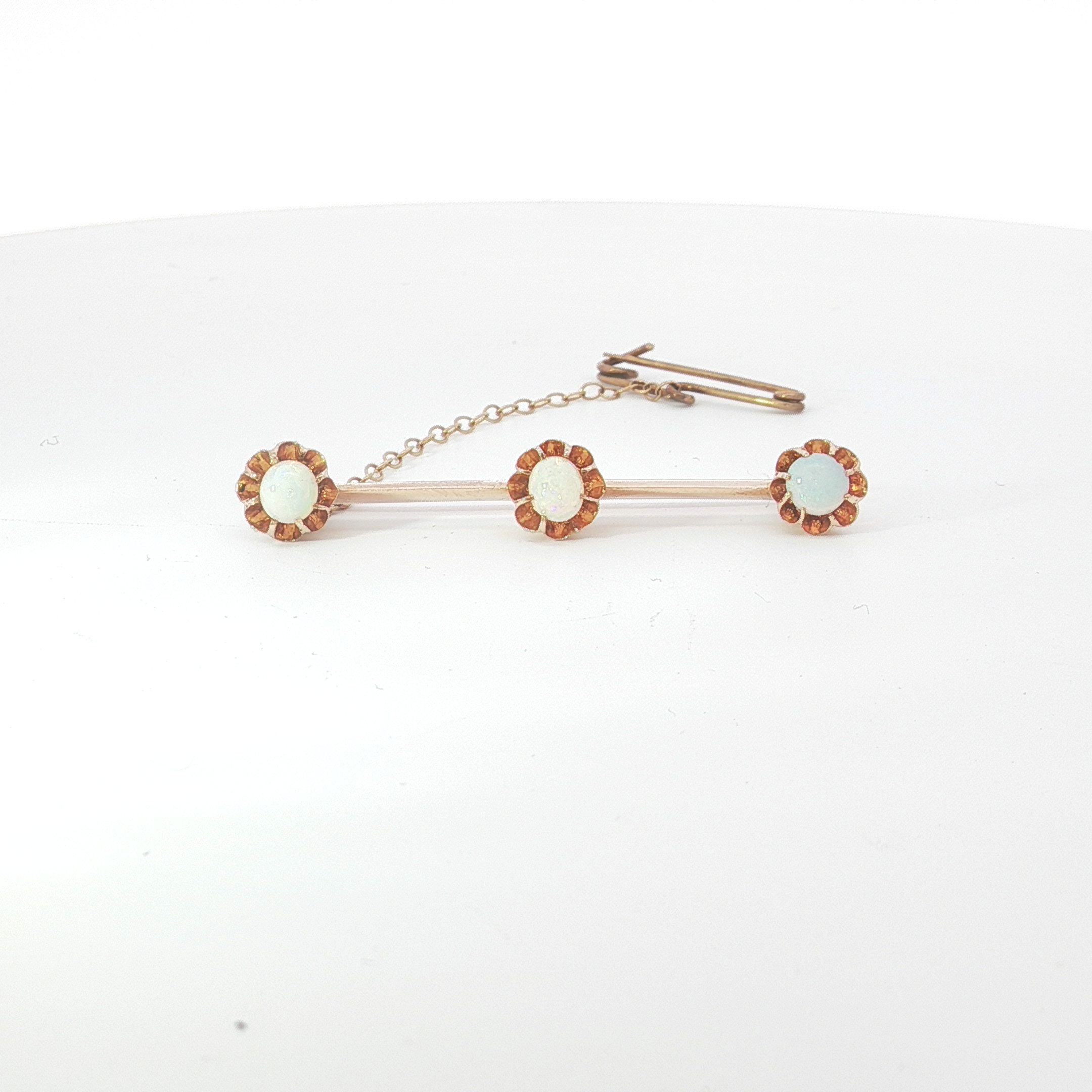 15ct RG Triple Opal Bar Brooch