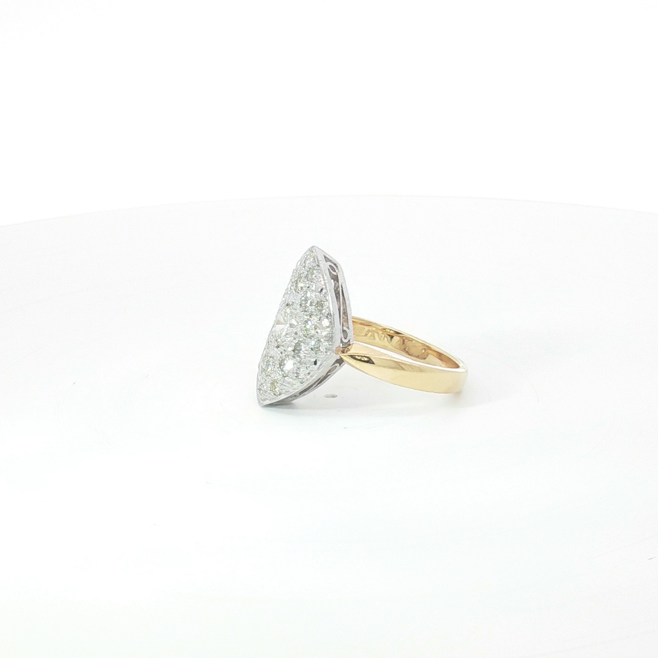 18ct 2Tone Marquise Shape Diamond Cluster Cocktail Ring