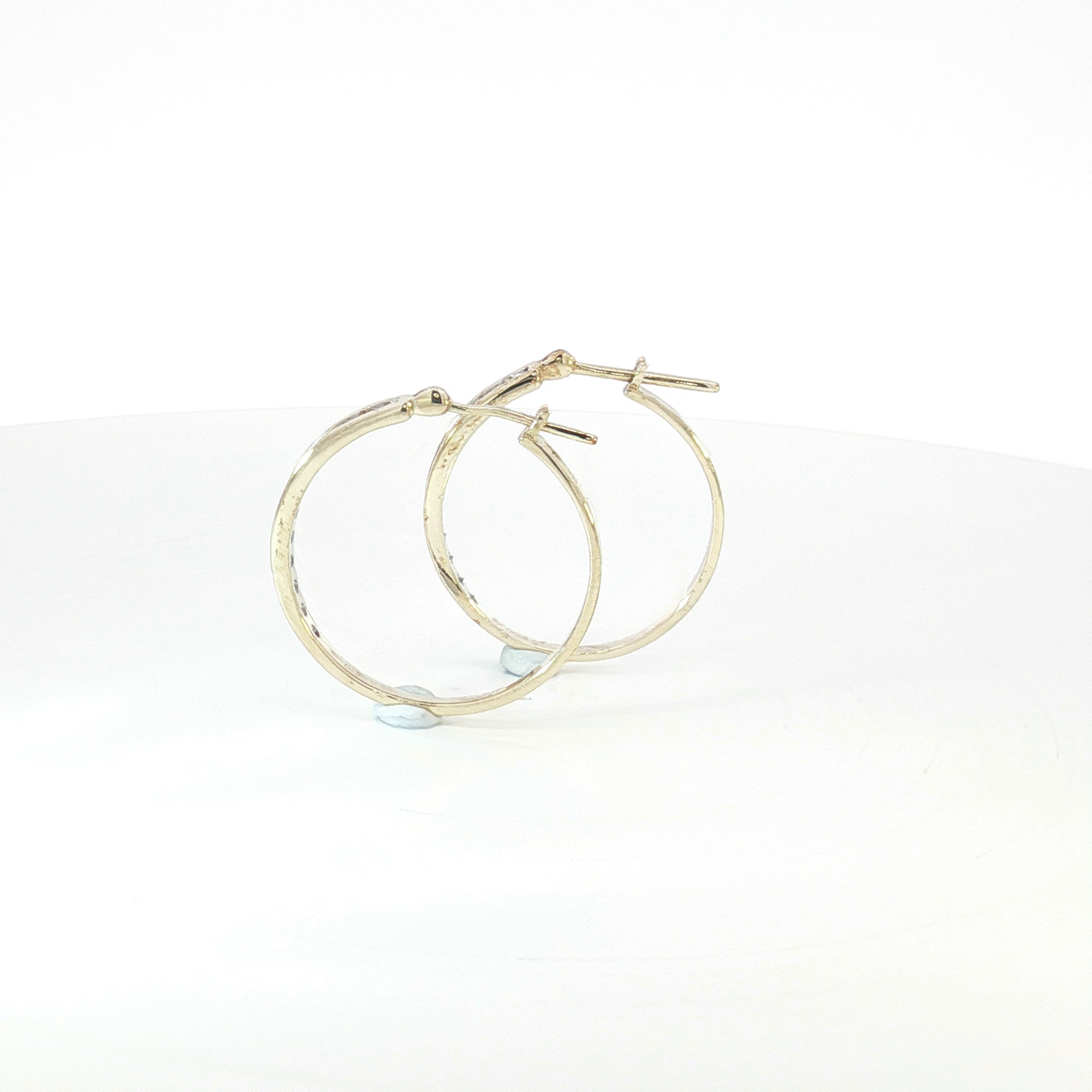 9ct YG Channel-Set Diamond Hoop Earrings