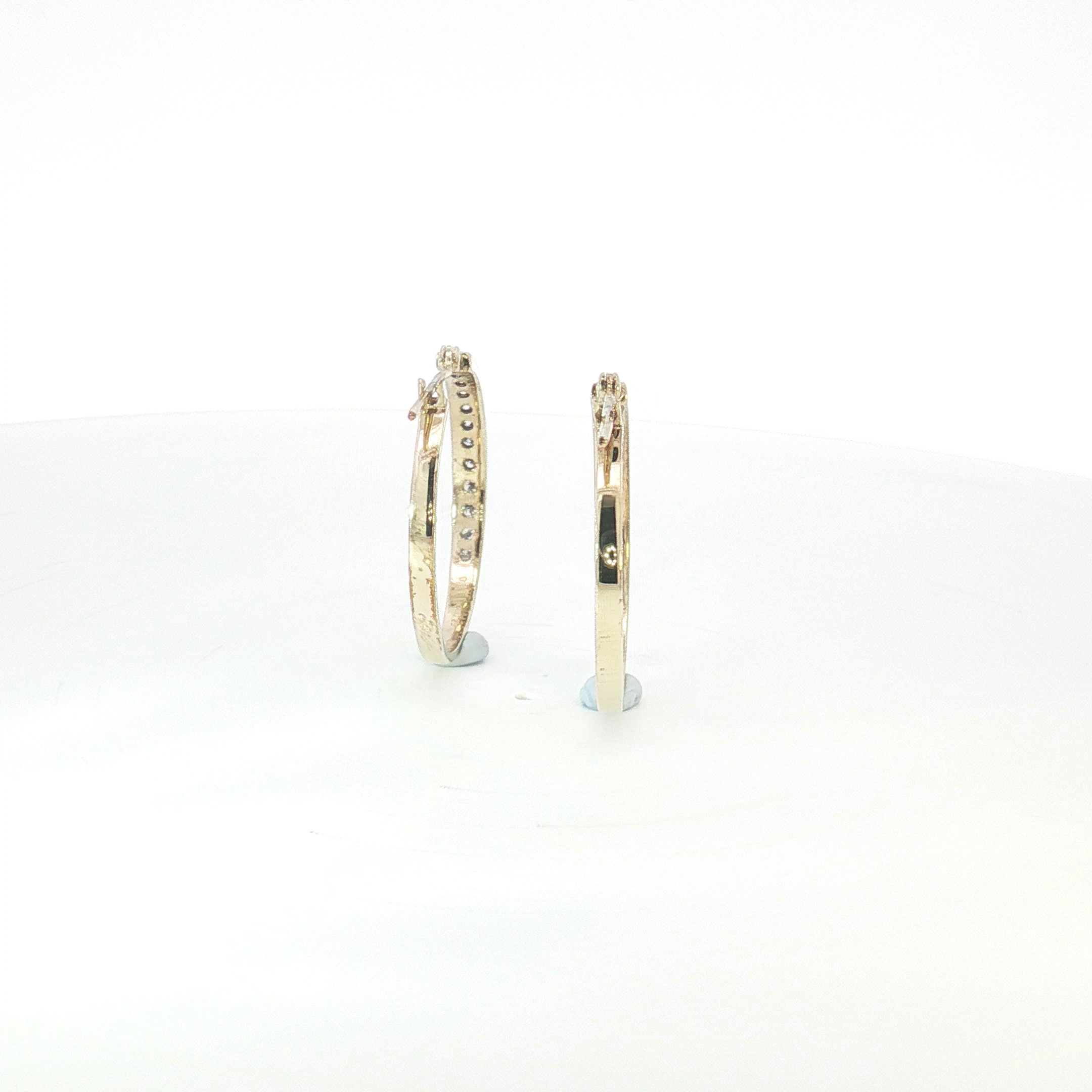 9ct YG Channel-Set Diamond Hoop Earrings