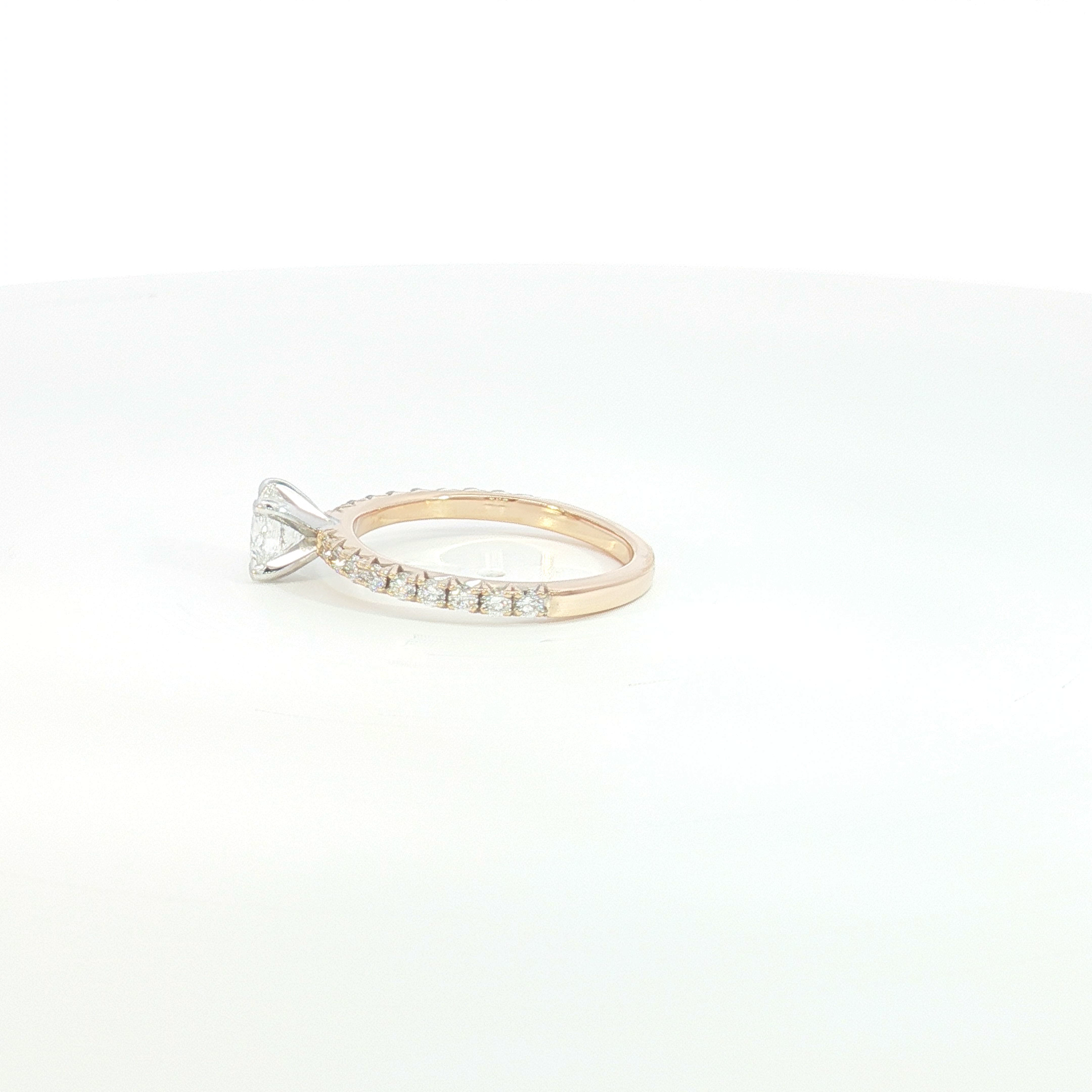 18ct RG/WG Diamond Engagement Ring with Diamond Set Shoulders