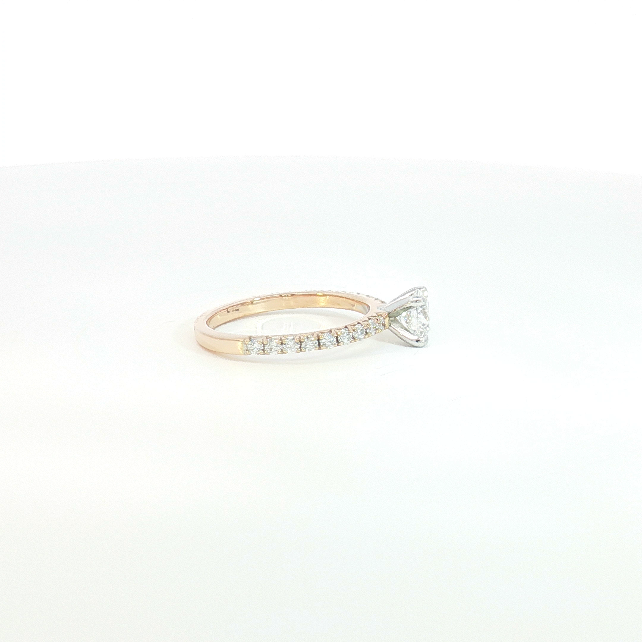 18ct RG/WG Diamond Engagement Ring with Diamond Set Shoulders