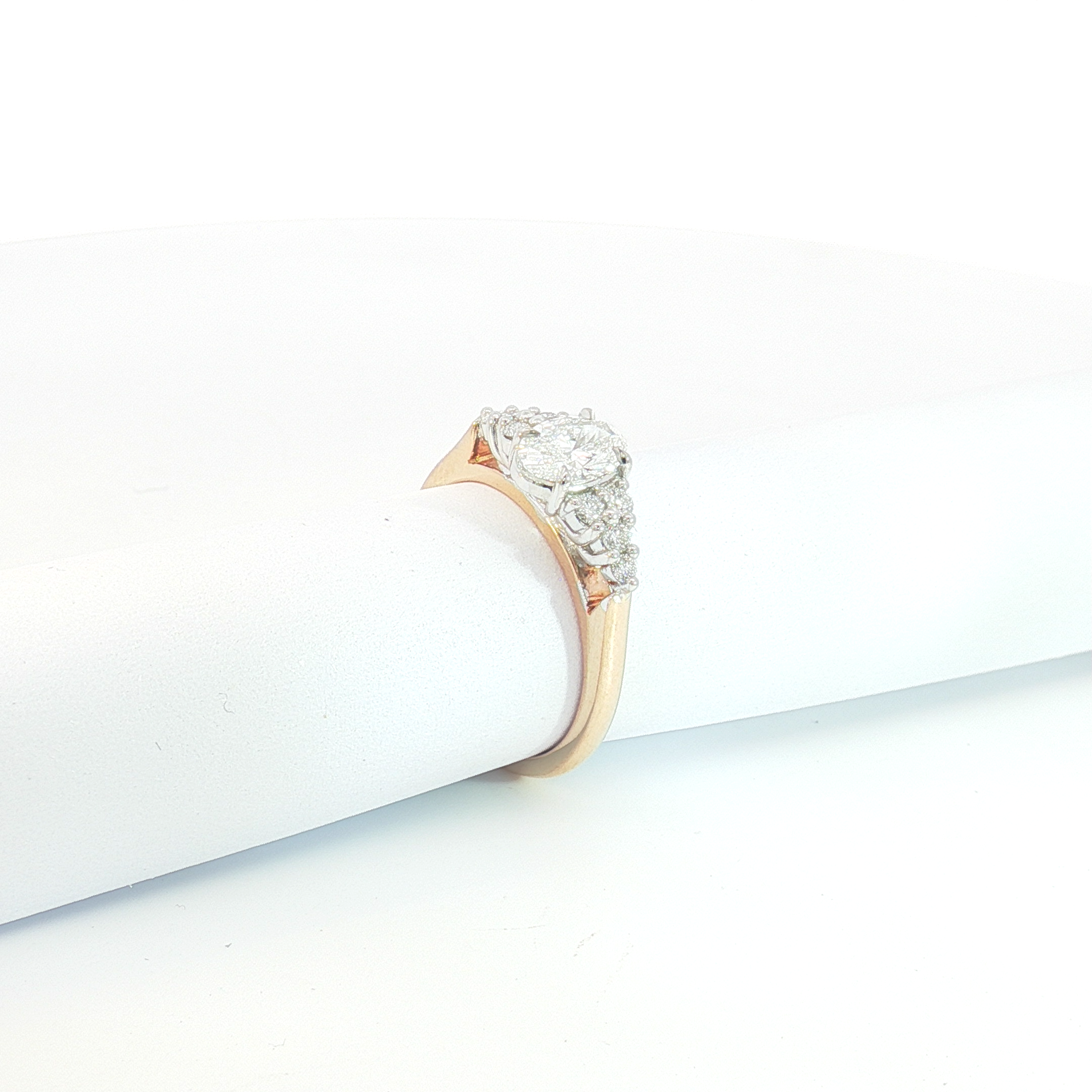 18ct RG/WG Oval Diamond Multi-Stone Engagement Ring