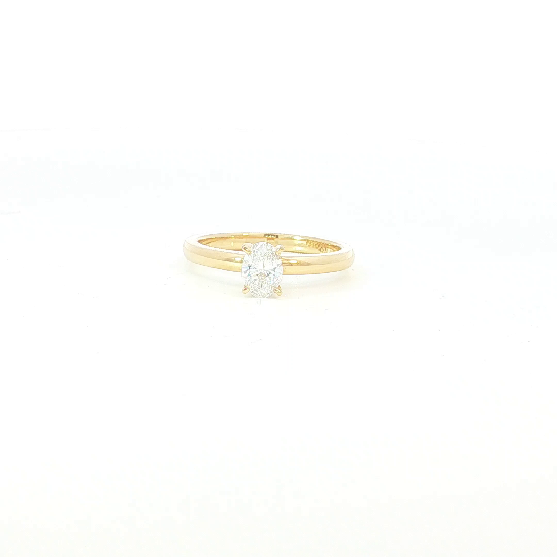 18ct YG Oval Diamond Engagement Ring