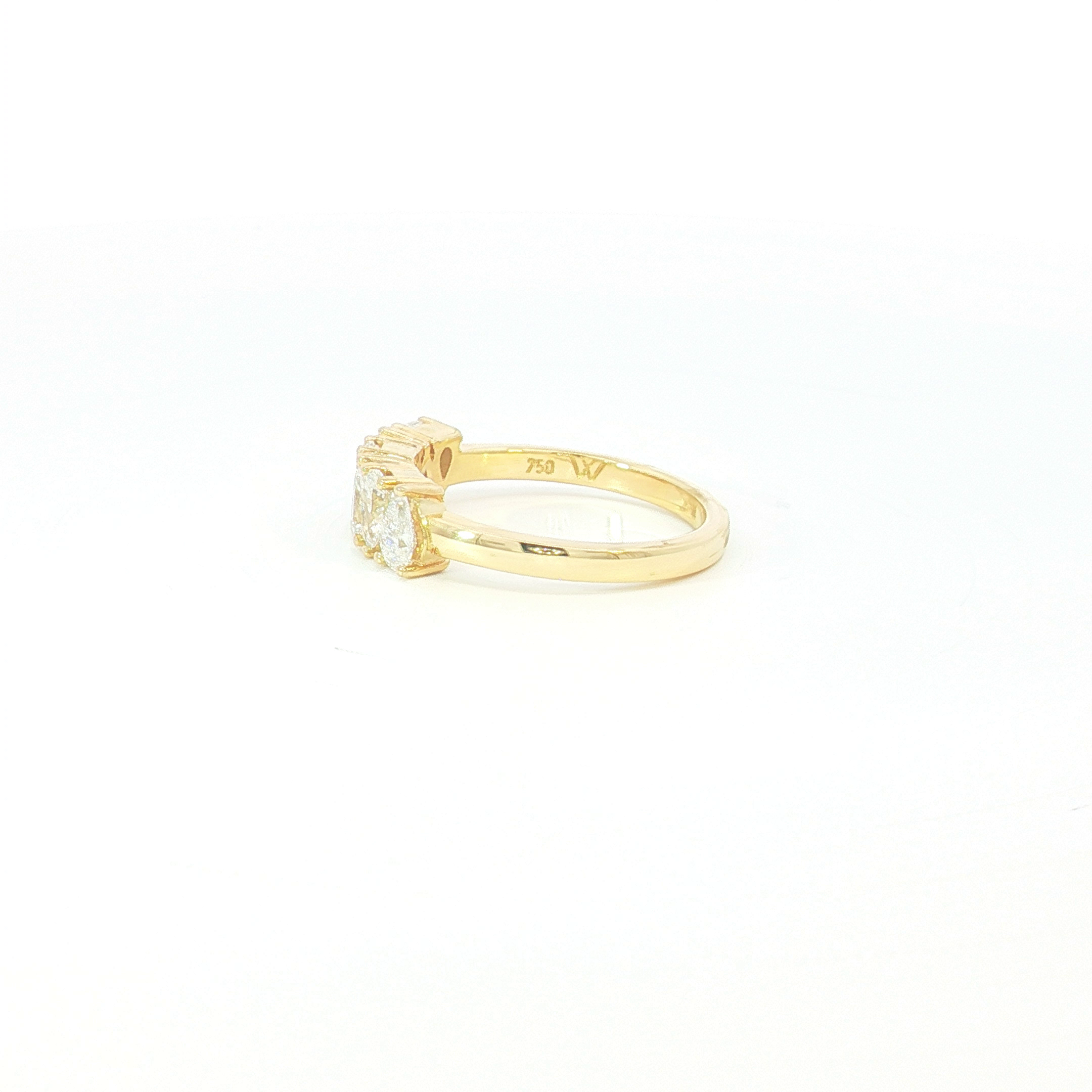 18ct YG 6 Pear-Cut Diamond Multi-Stone Ring