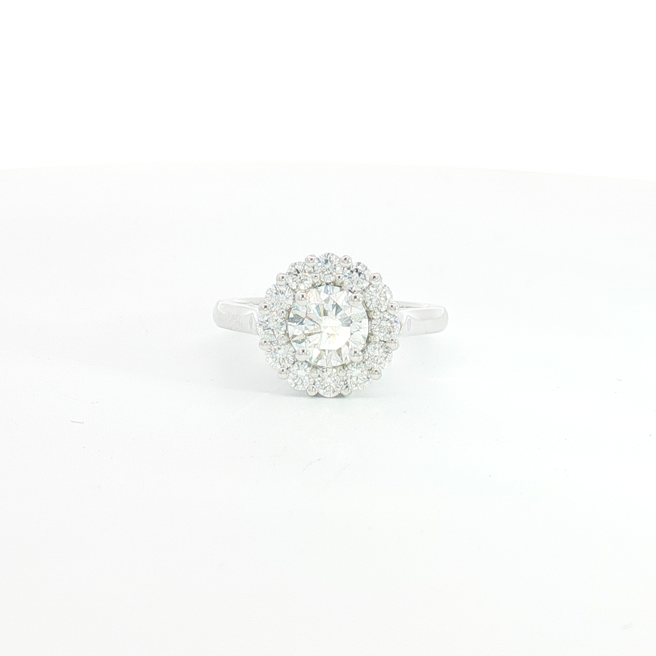 18ct WG Round Diamond Halo Engagement Ring