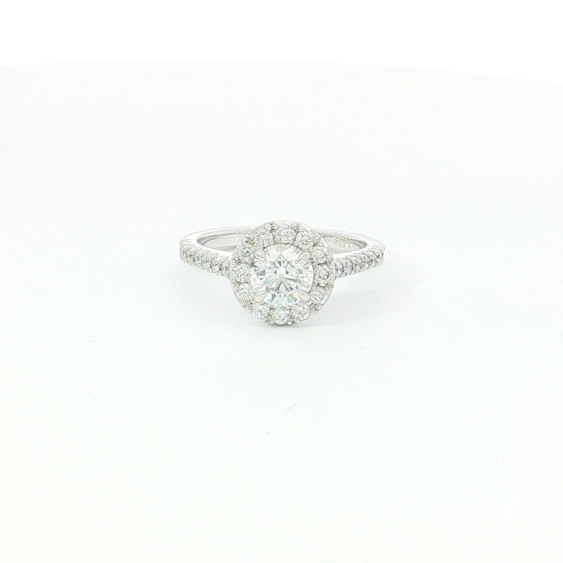 18ct WG Round Diamond Halo Engagement Ring