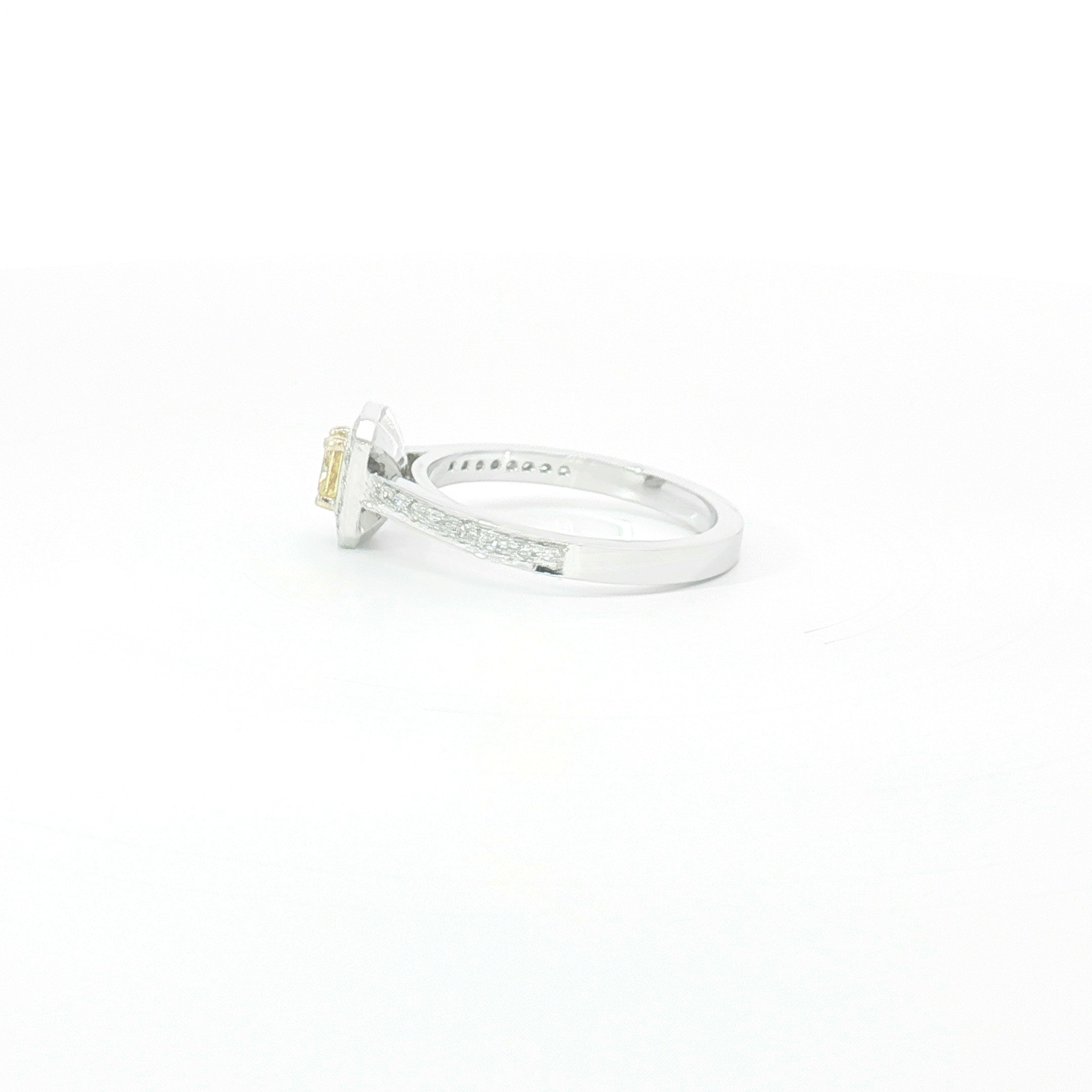 18ct WG Fancy Yellow Diamond Halo Ring