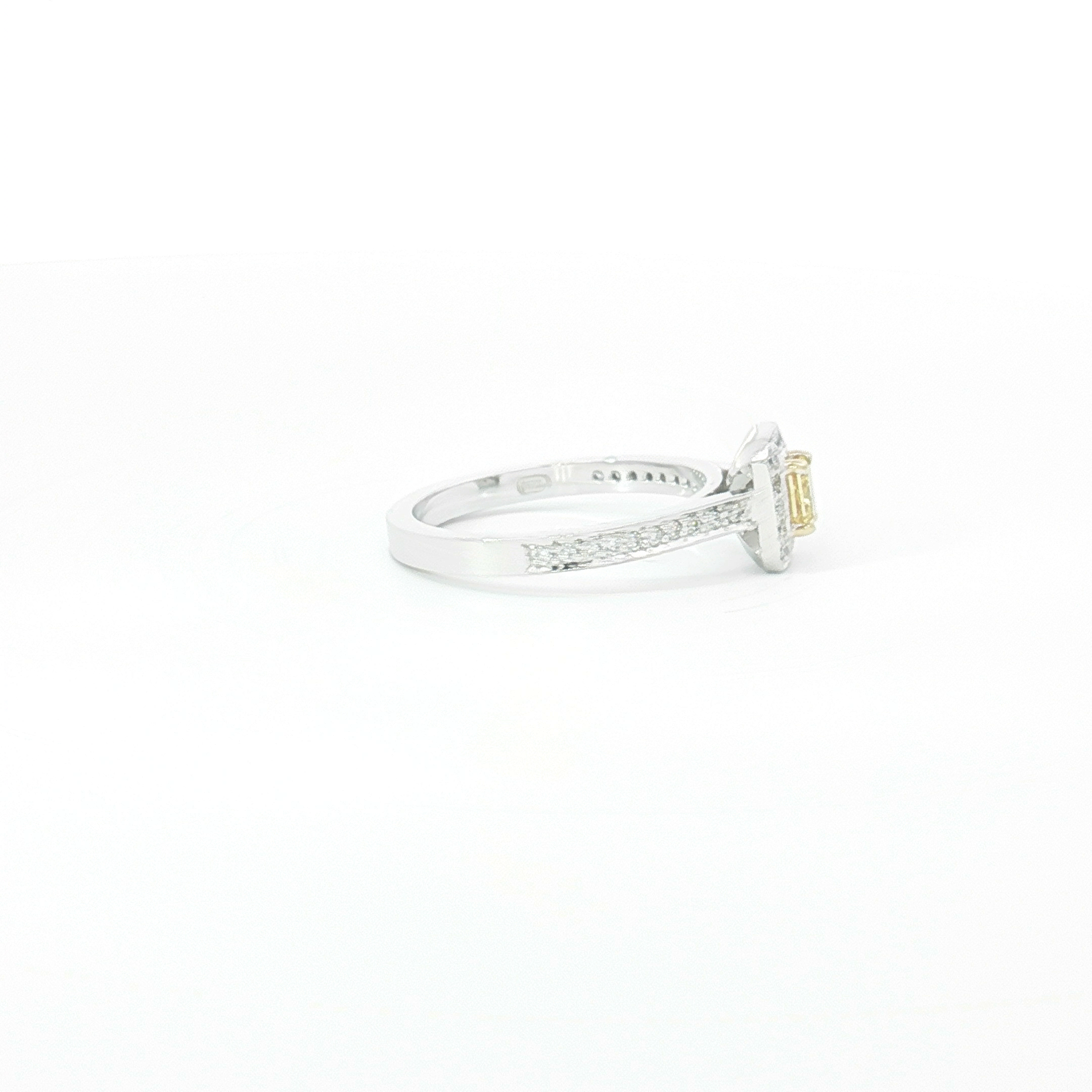 18ct WG Fancy Yellow Diamond Halo Ring