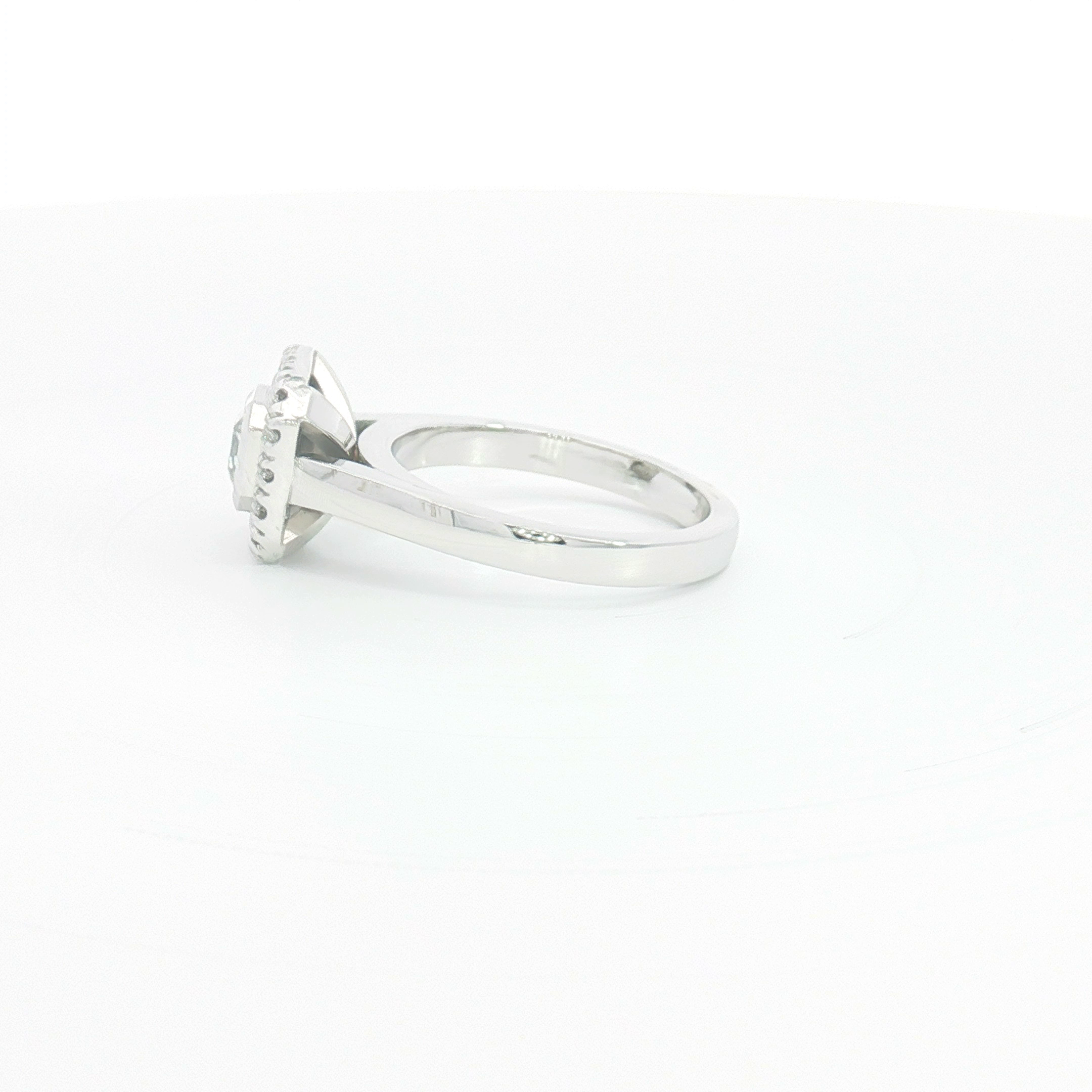18ct WG Ideal Square Cut Diamond Halo Engagement Ring