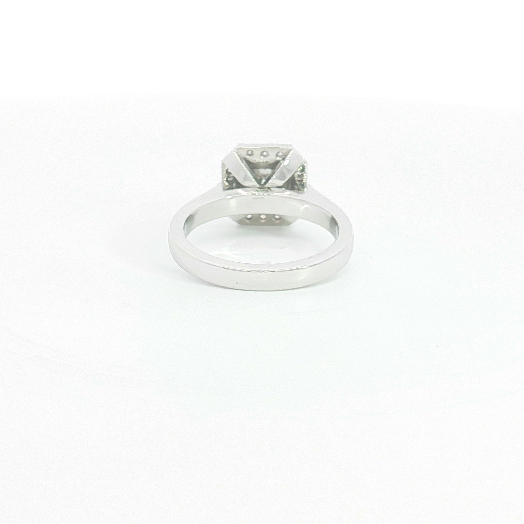 18ct WG Ideal Square Cut Diamond Halo Engagement Ring