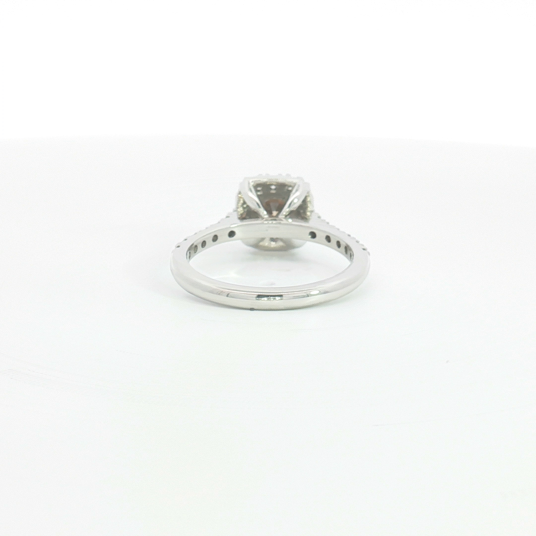 18ct WG Cognac Diamond Halo Engagement Ring with Diamond Set Shoulders