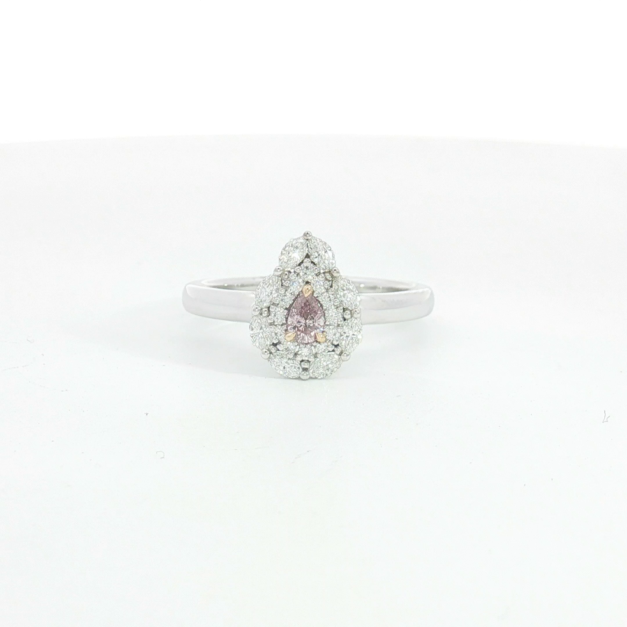 18ct WG Fancy Pink Diamond Double Halo Ring