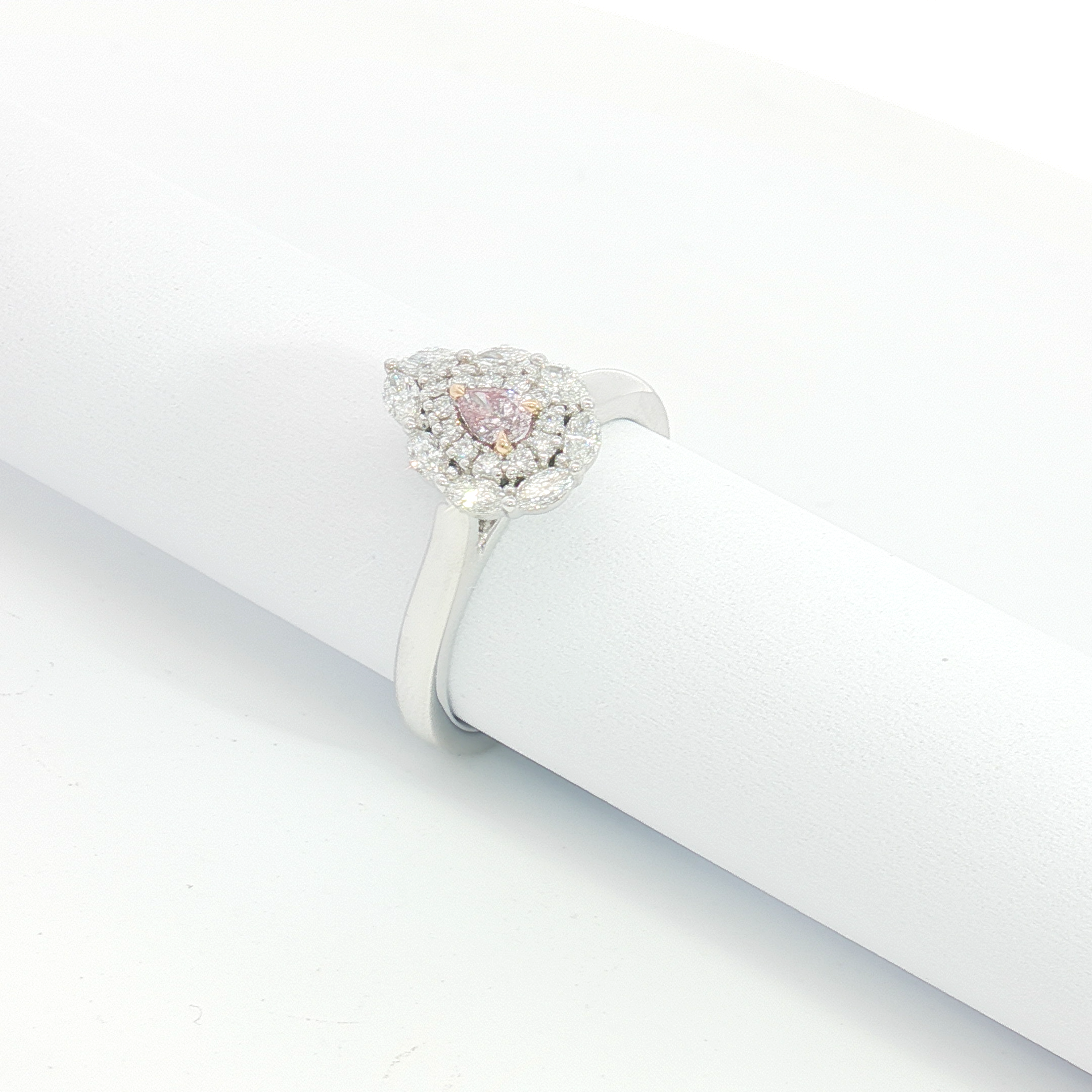 18ct WG Fancy Pink Diamond Double Halo Ring