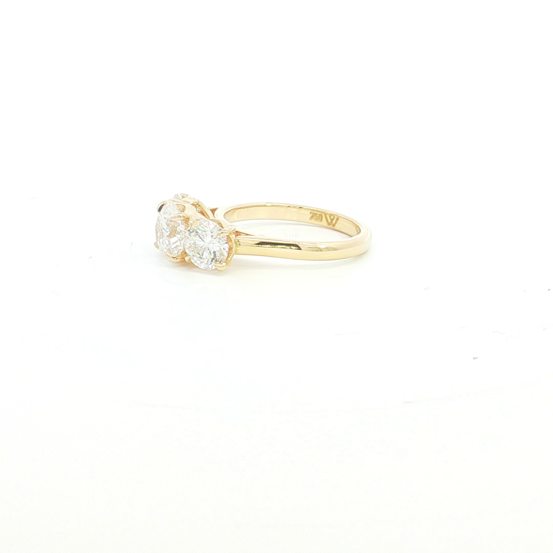 18ct YG Diamond Trilogy Ring