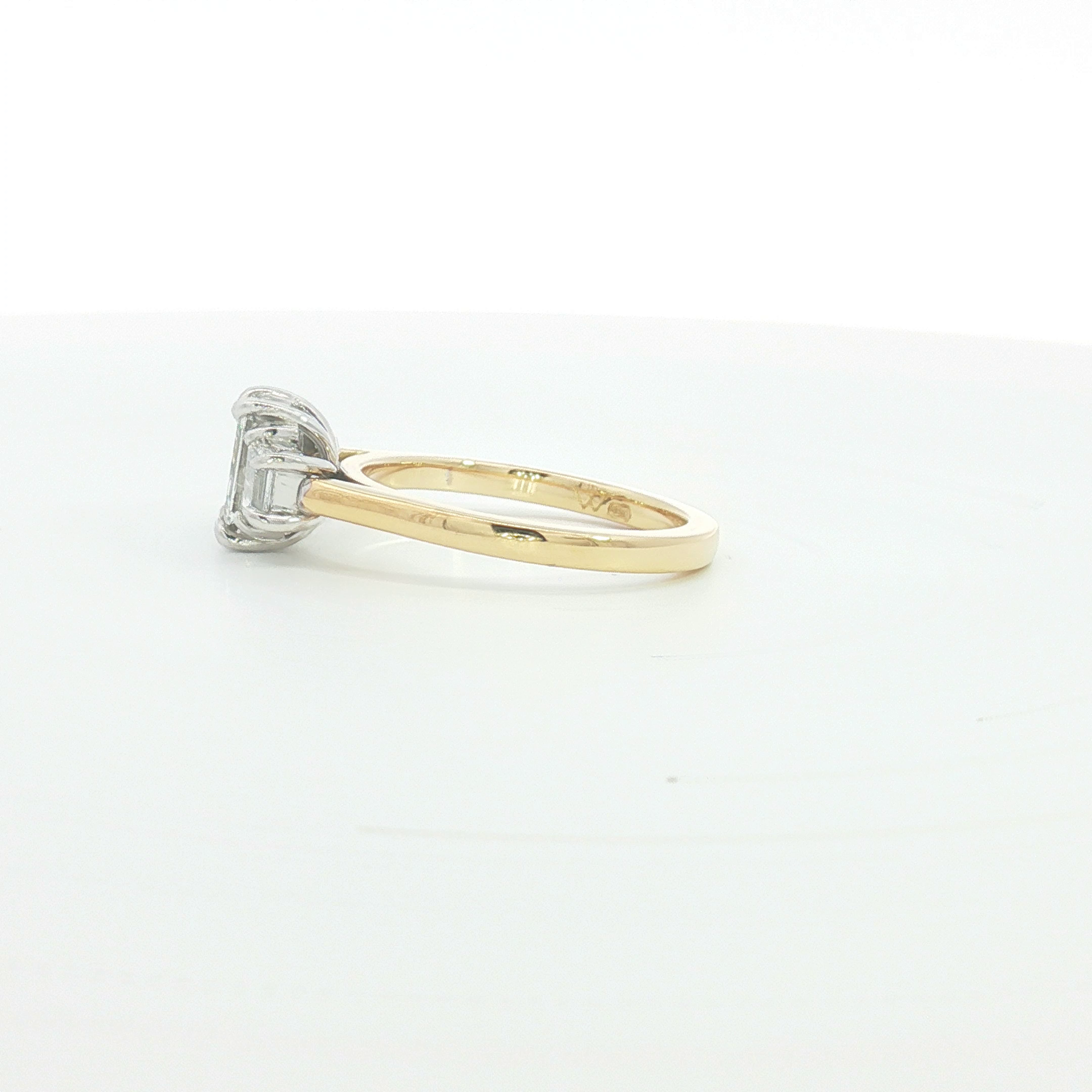 18ct 2Tone Emerald-Cut Diamond Trilogy Ring