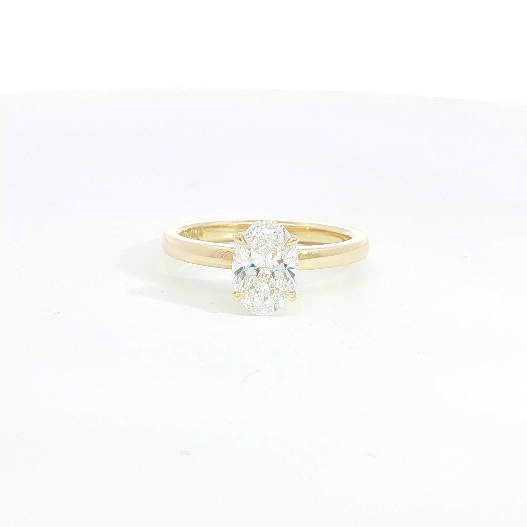 18ct YG Oval-Cut Lab Grown Diamond Solitaire Ring