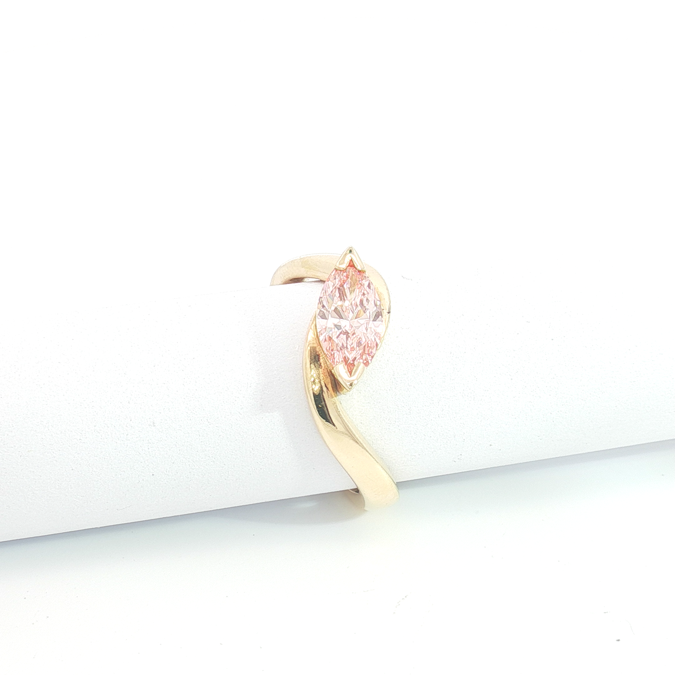 18ct YG Fancy Pink Marquise Lab Grown Diamond Ring