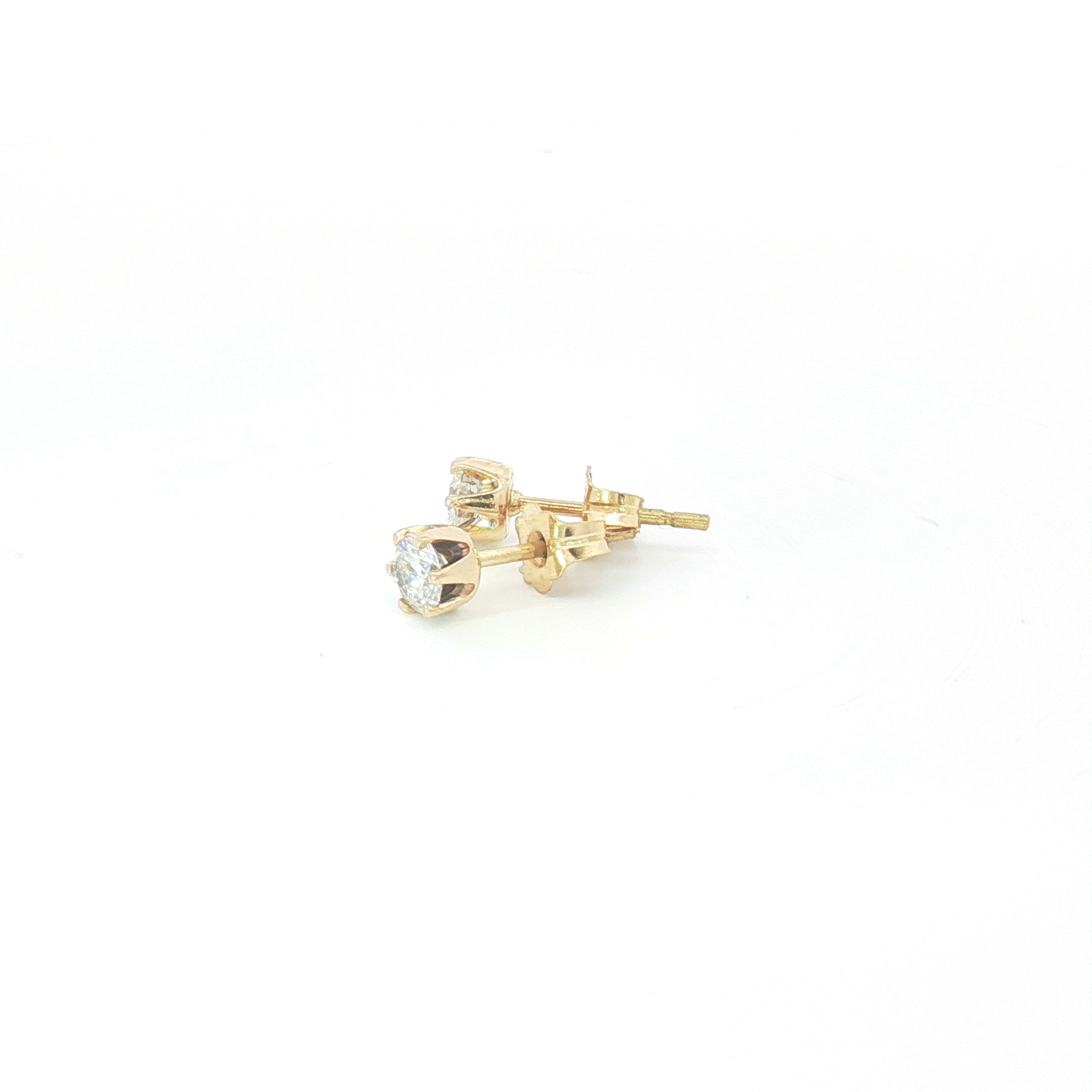 18ct YG Round Diamond Stud Earrings
