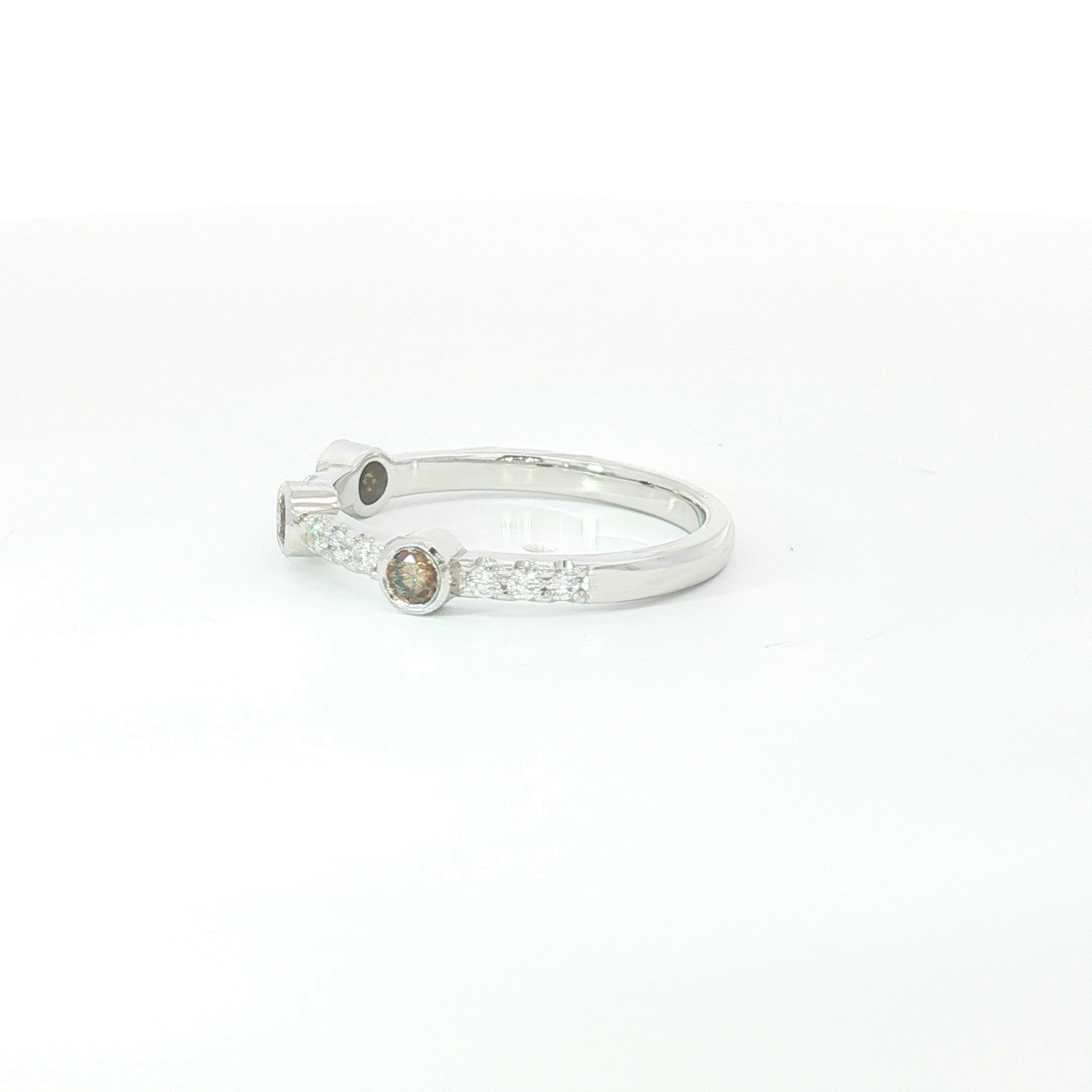 18ct WG Cognac and White Diamond Multi-Stone Ring