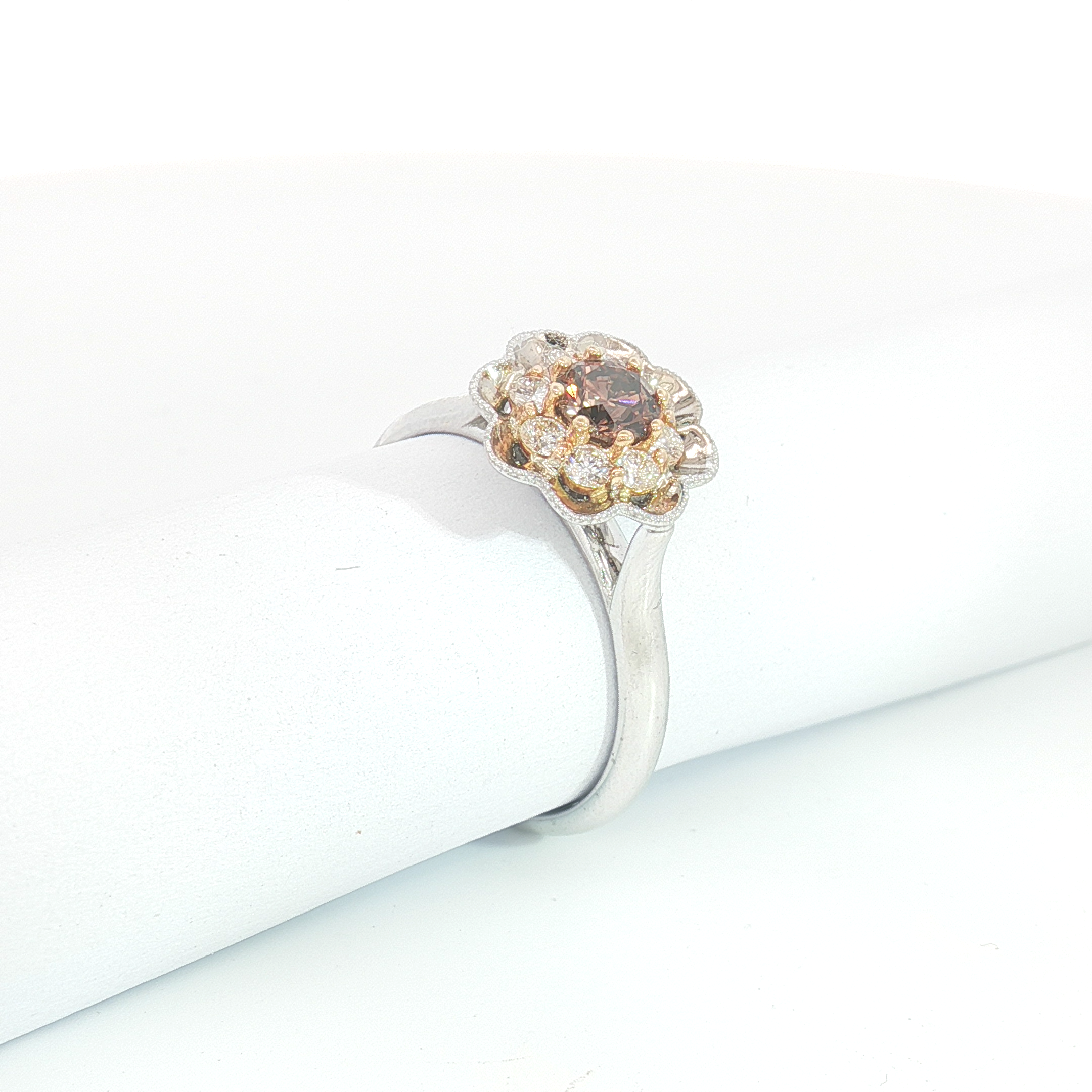 18ct WG/RG Chocolate Diamond Floral Halo Cocktail Ring