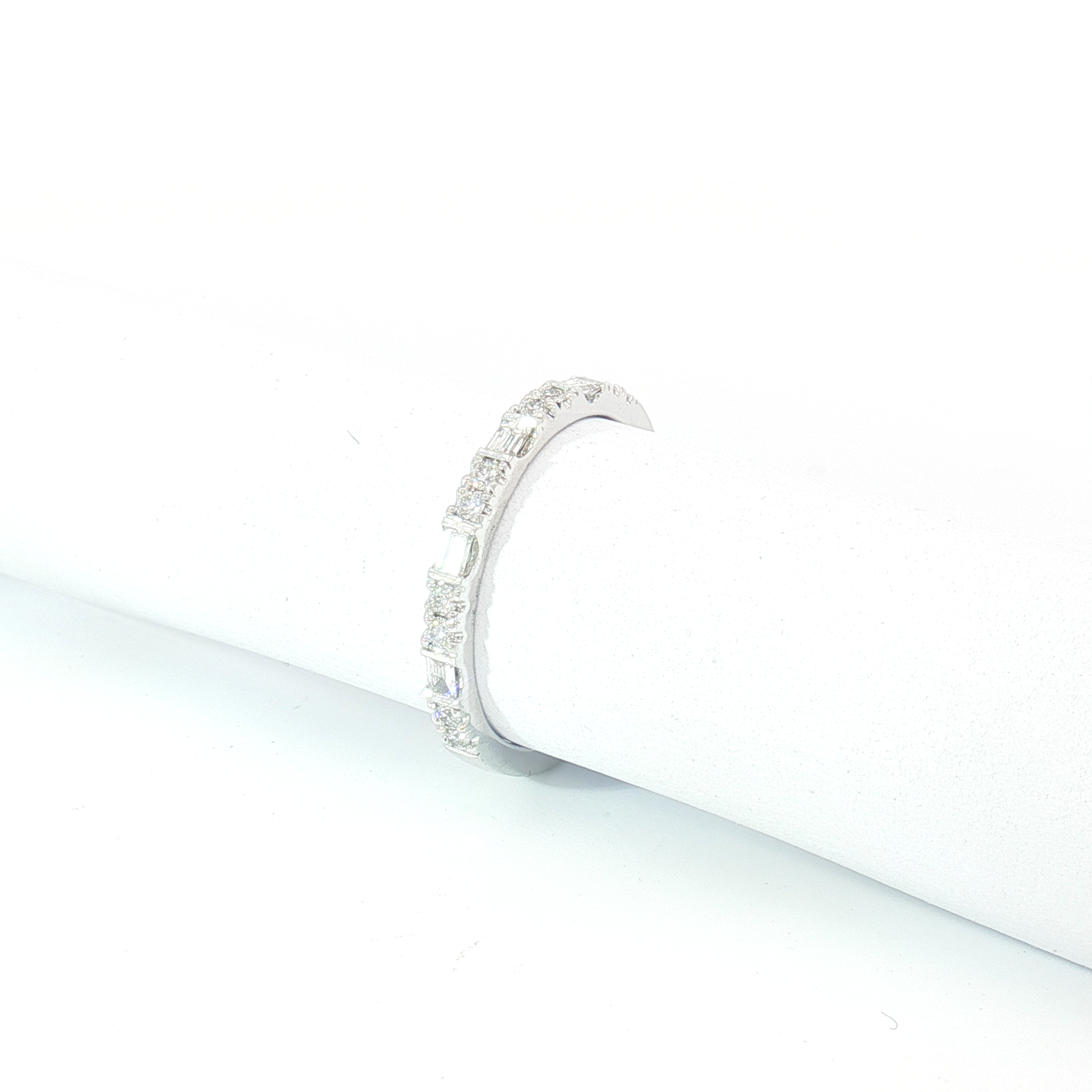 18ct WG Alternating Round and Baguette Diamond Eternity Ring