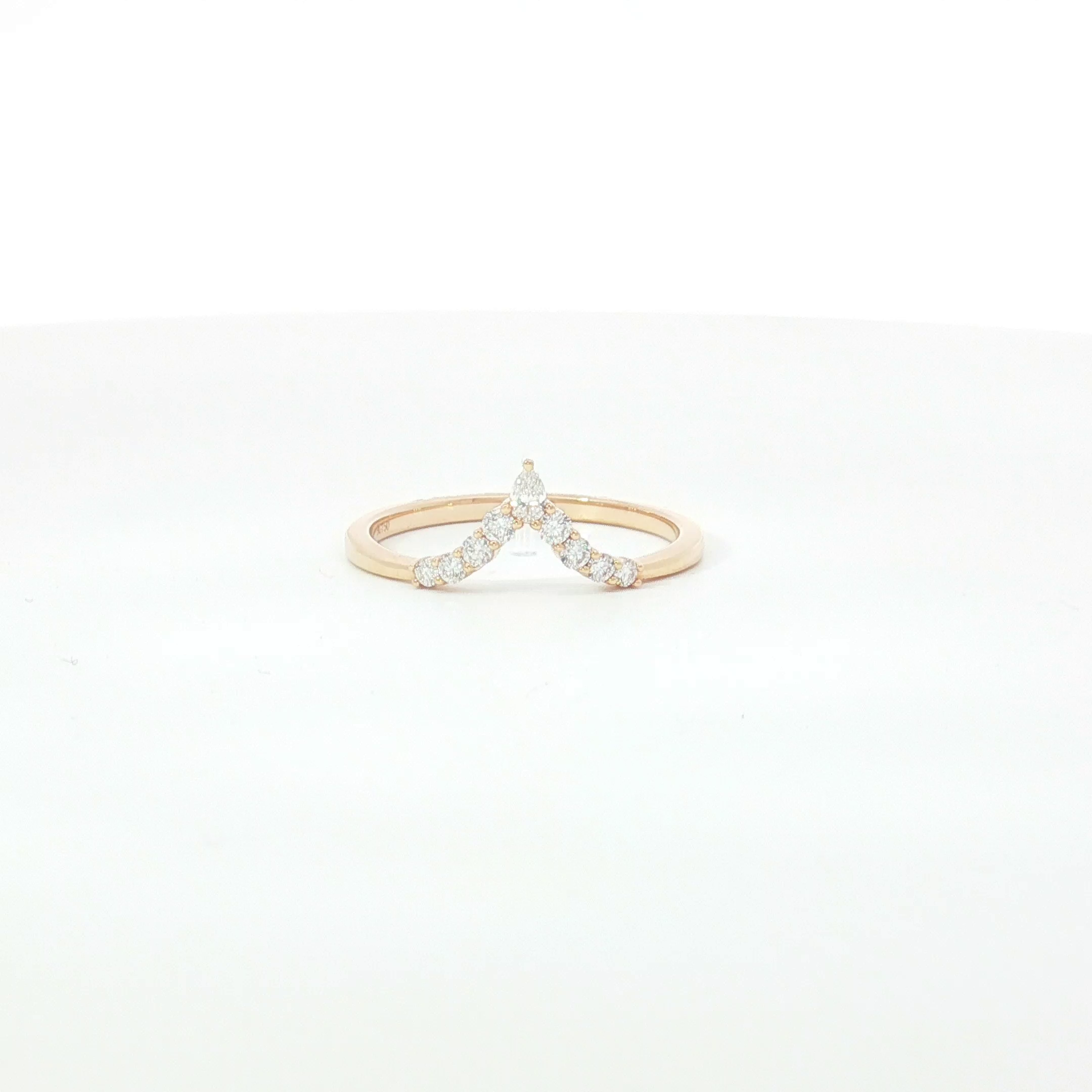18ct RG Diamond Chevron Stackable Ring