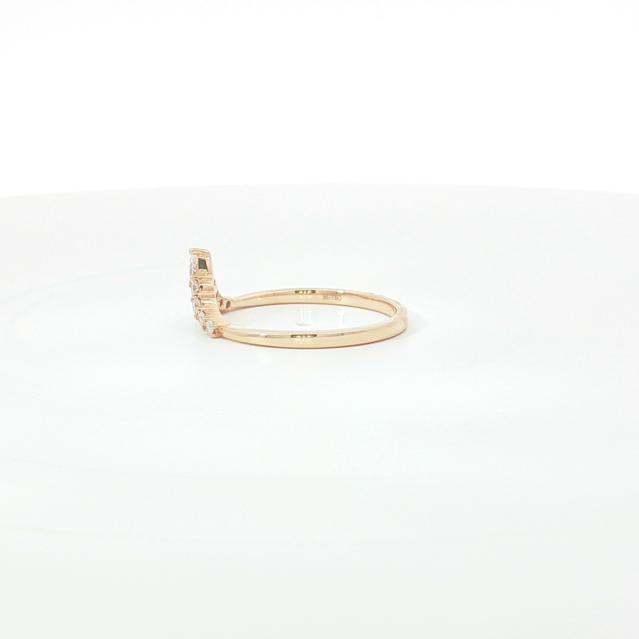 18ct RG Diamond Chevron Stackable Ring