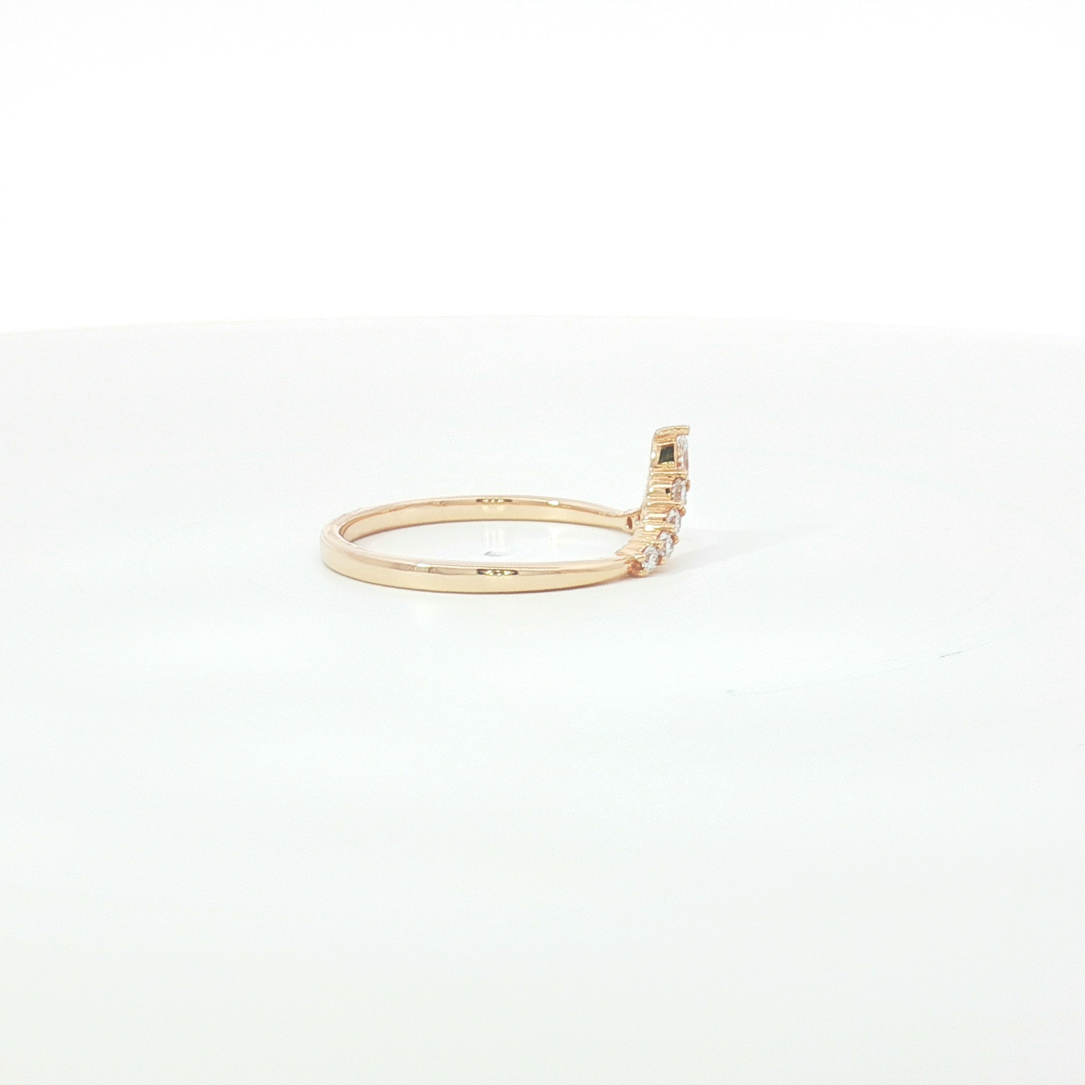 18ct RG Diamond Chevron Stackable Ring