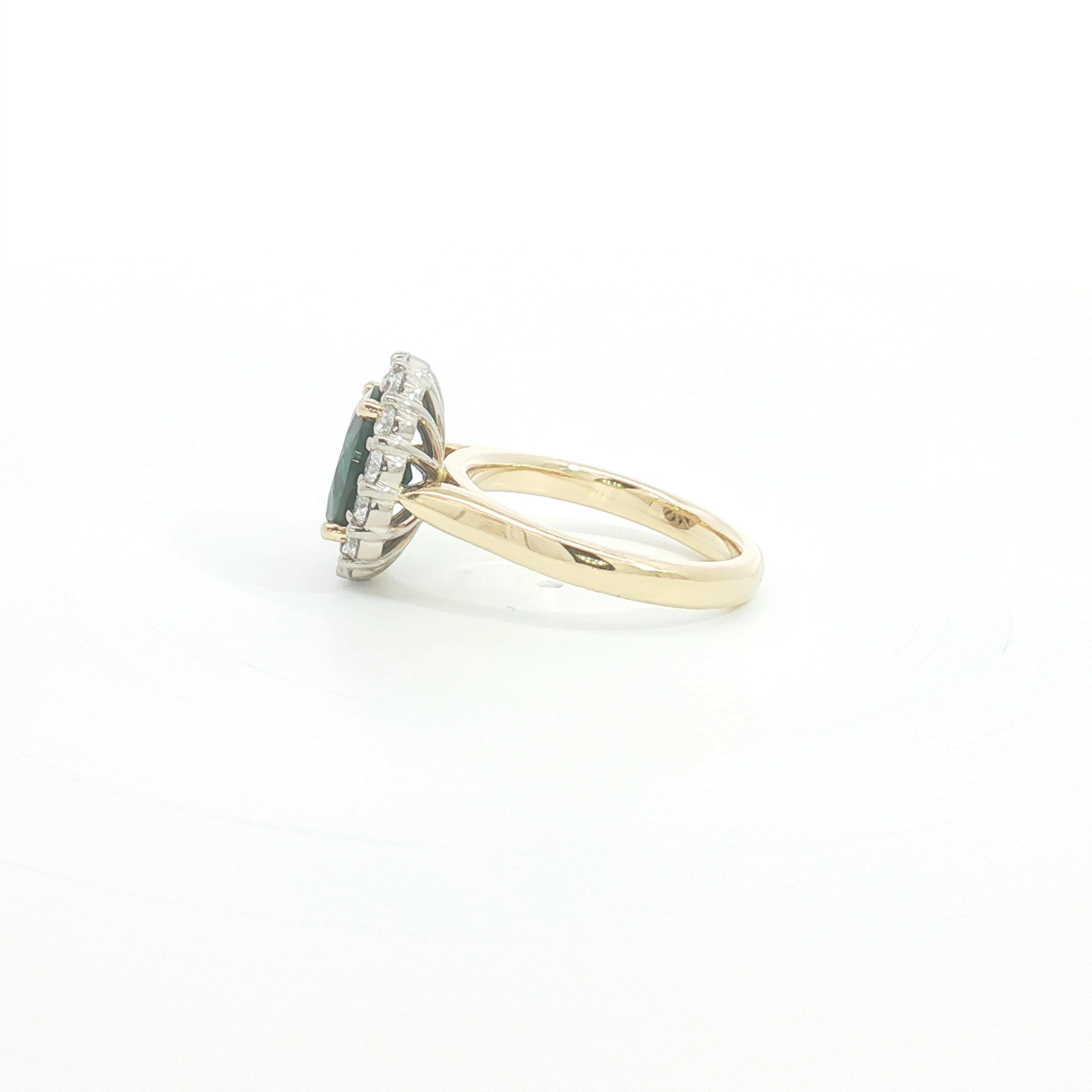 18ct 2Tone Blue Sapphire Halo Cocktail Ring