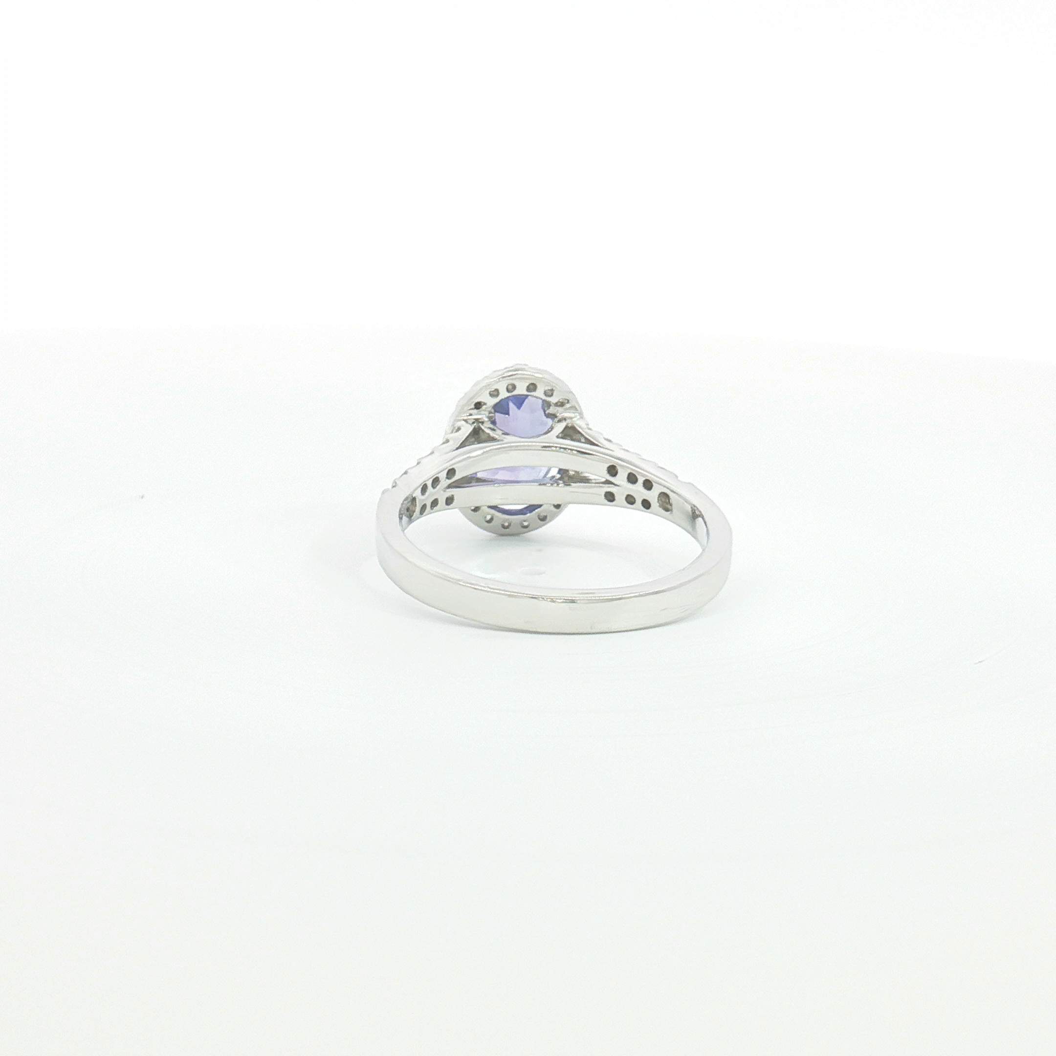 18ct WG Oval Tanzanite Halo Cocktail Ring