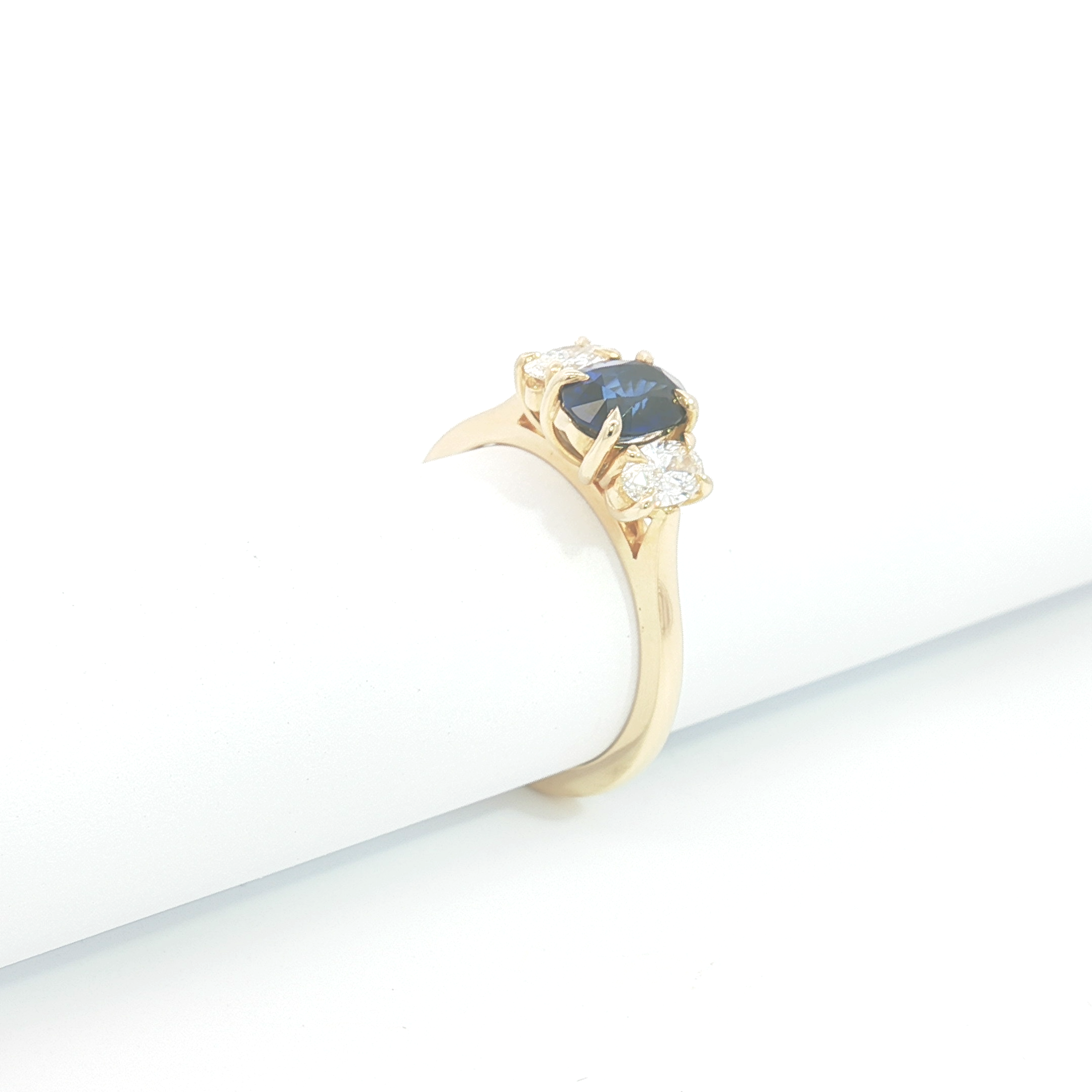 18ct YG Sapphire and Diamond Trilogy Ring