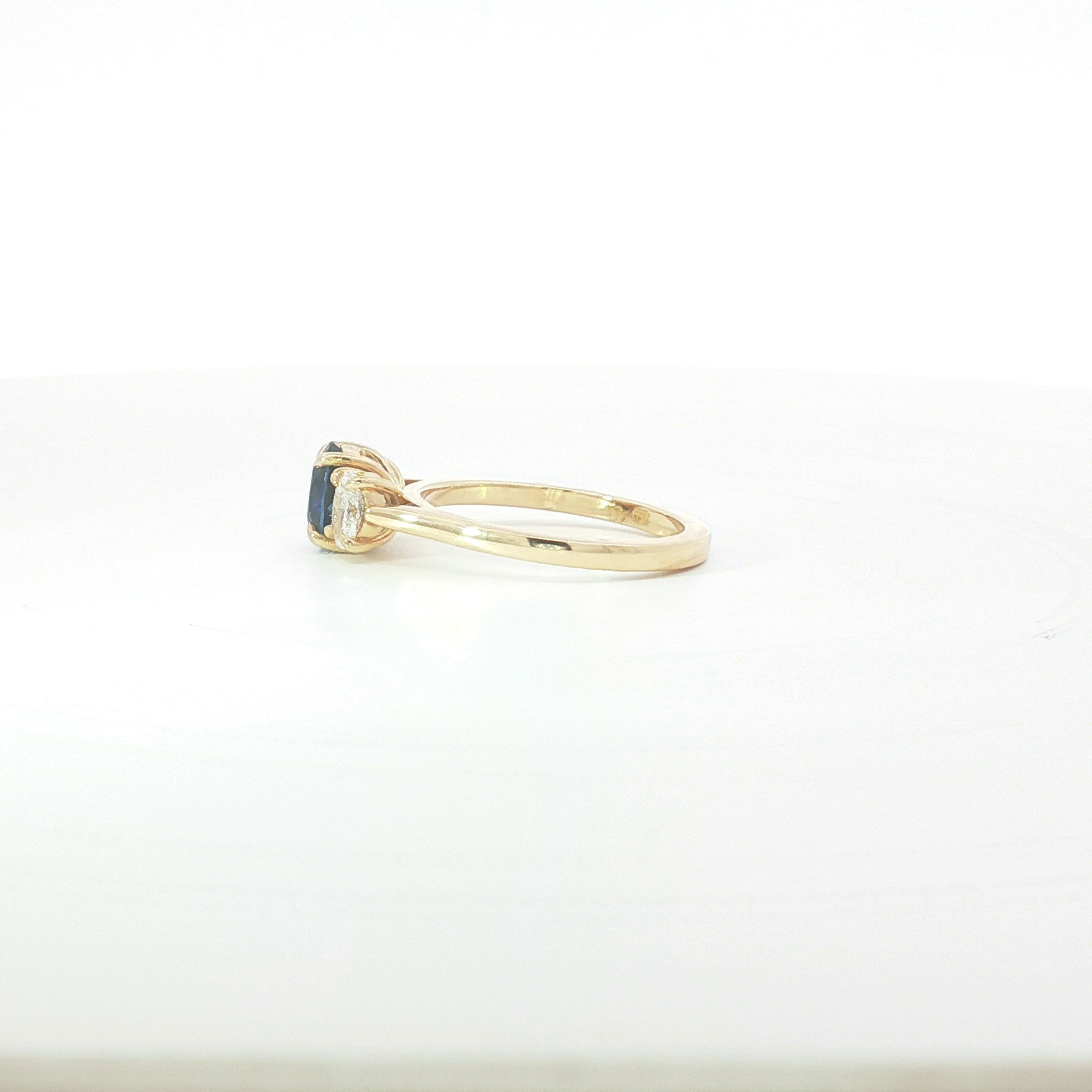 18ct YG Sapphire and Diamond Trilogy Ring