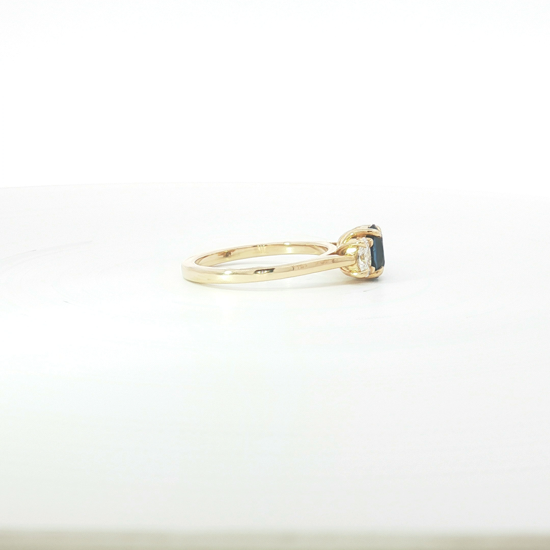 18ct YG Sapphire and Diamond Trilogy Ring