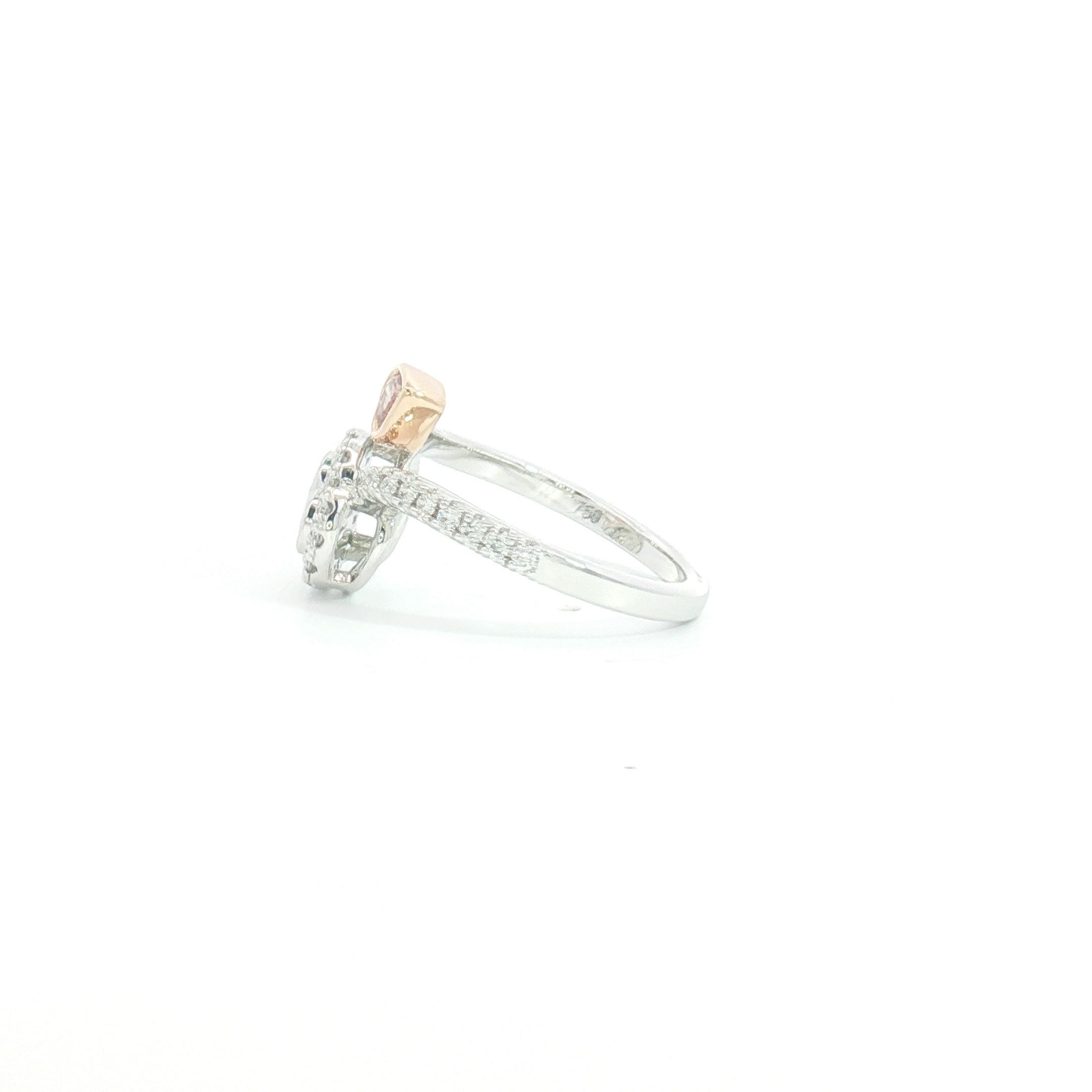 18ct 2Tone Double Heart Diamond Bypass Dress Ring