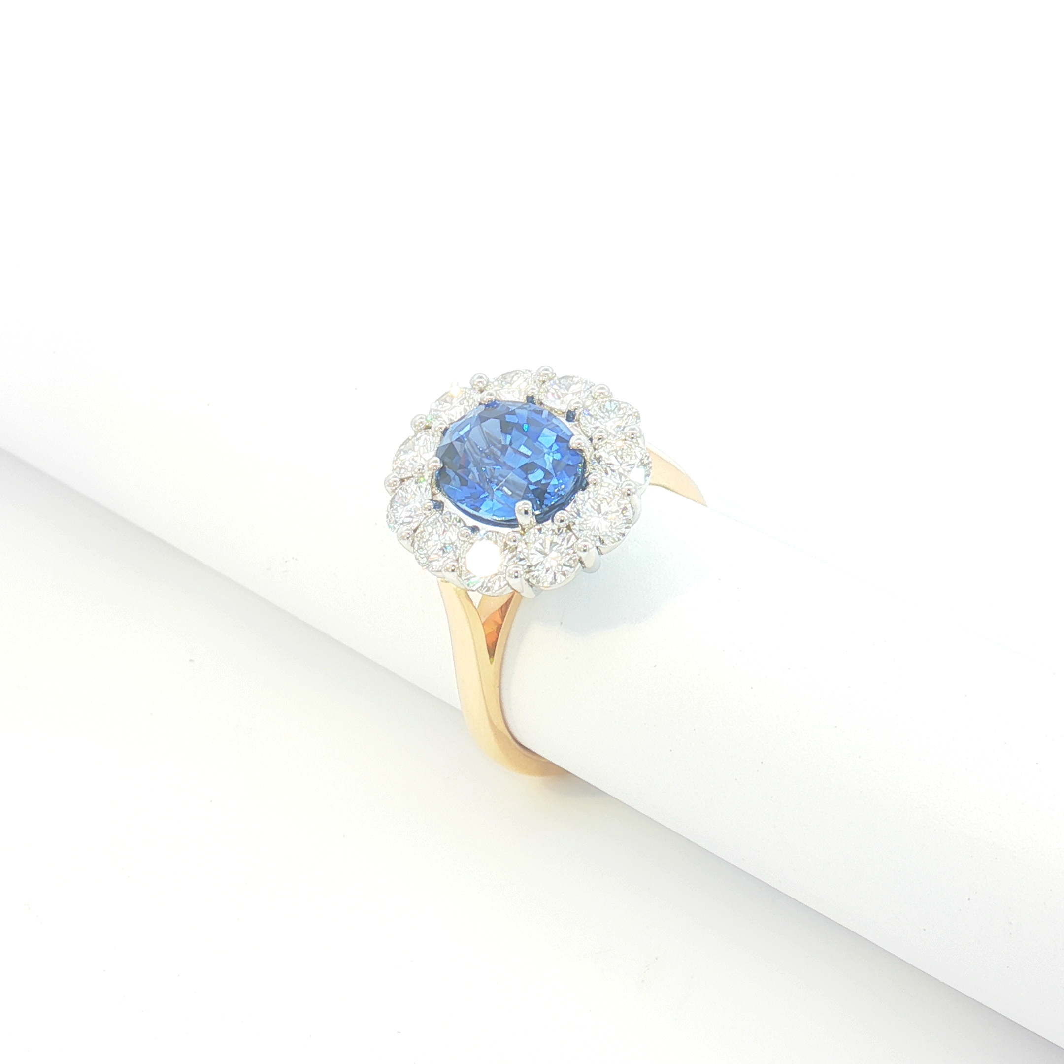 18ct 2Tone Sapphire and Diamond Halo Cluster Ring