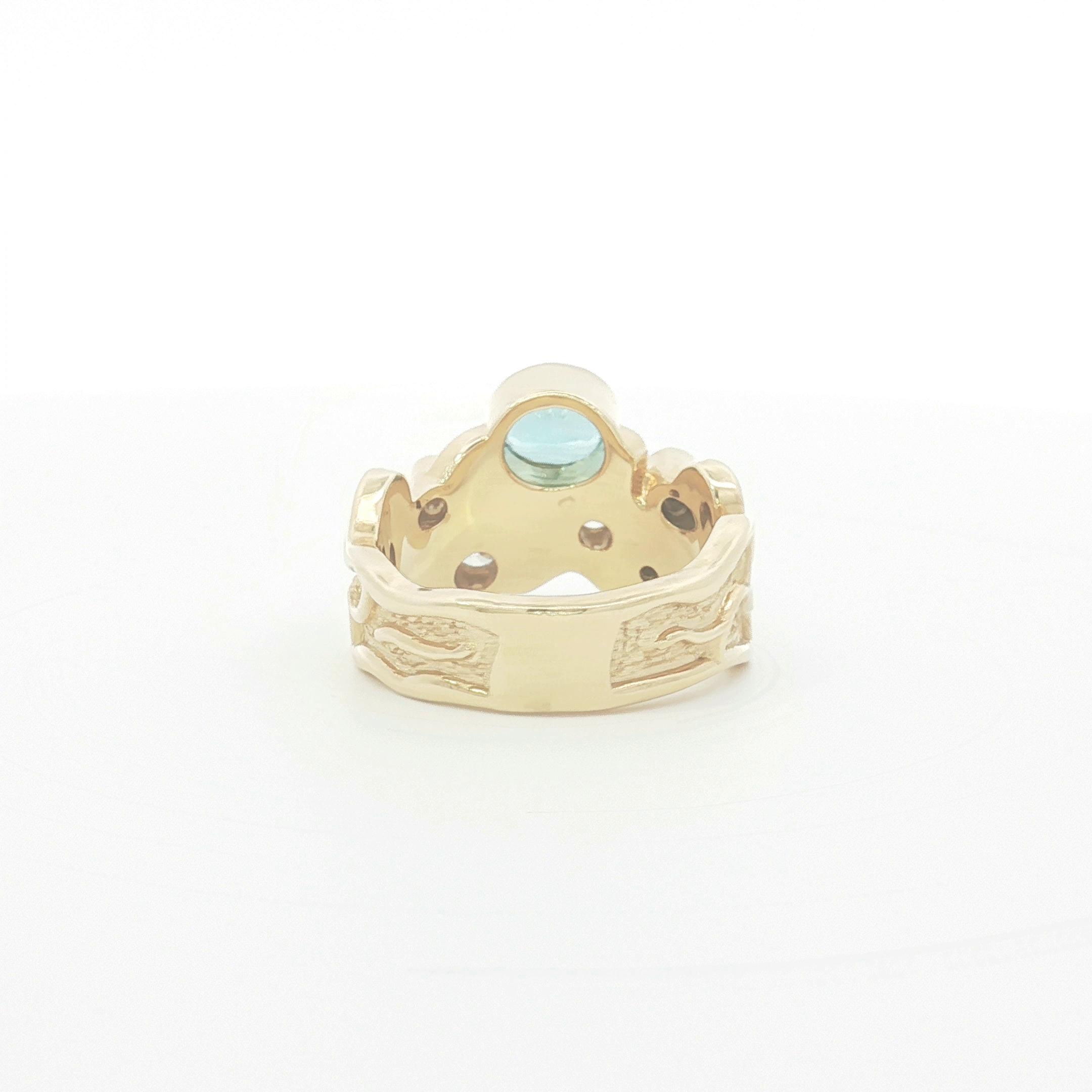18ct YG Wavy, Organic Style Apatite and Diamond Dress Ring