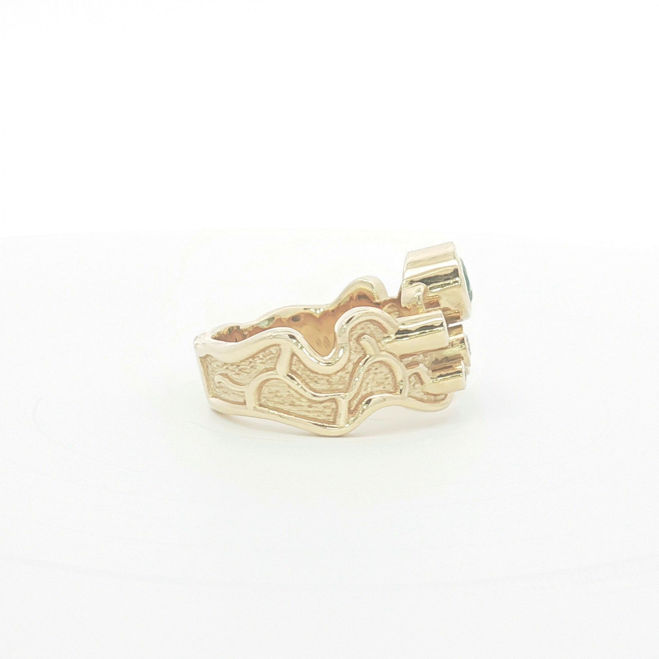 18ct YG Wavy, Organic Style Apatite and Diamond Dress Ring