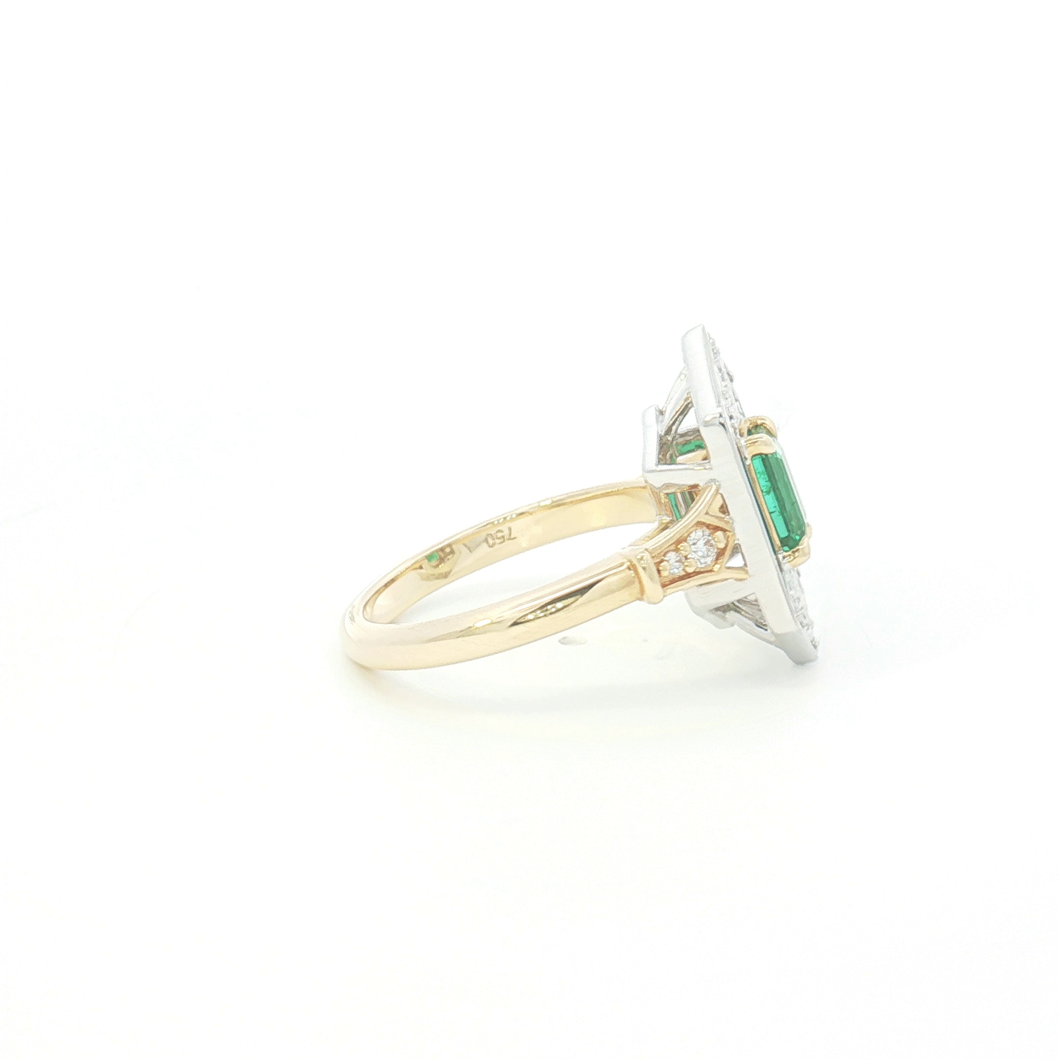 18ct 2Tone Art Deco Style Emerald Cocktail Ring