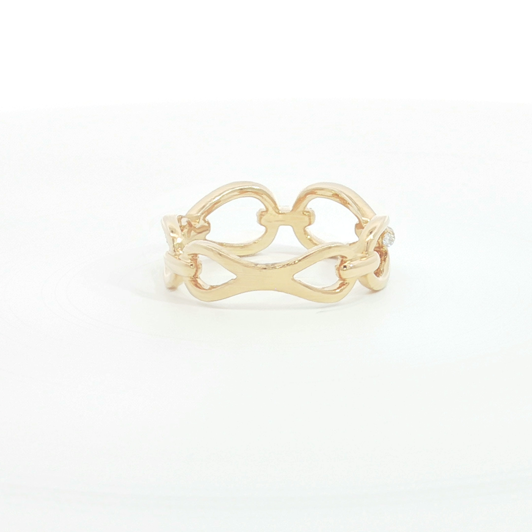 18ct YG Diamond Set Accent Chain Link Band Ring