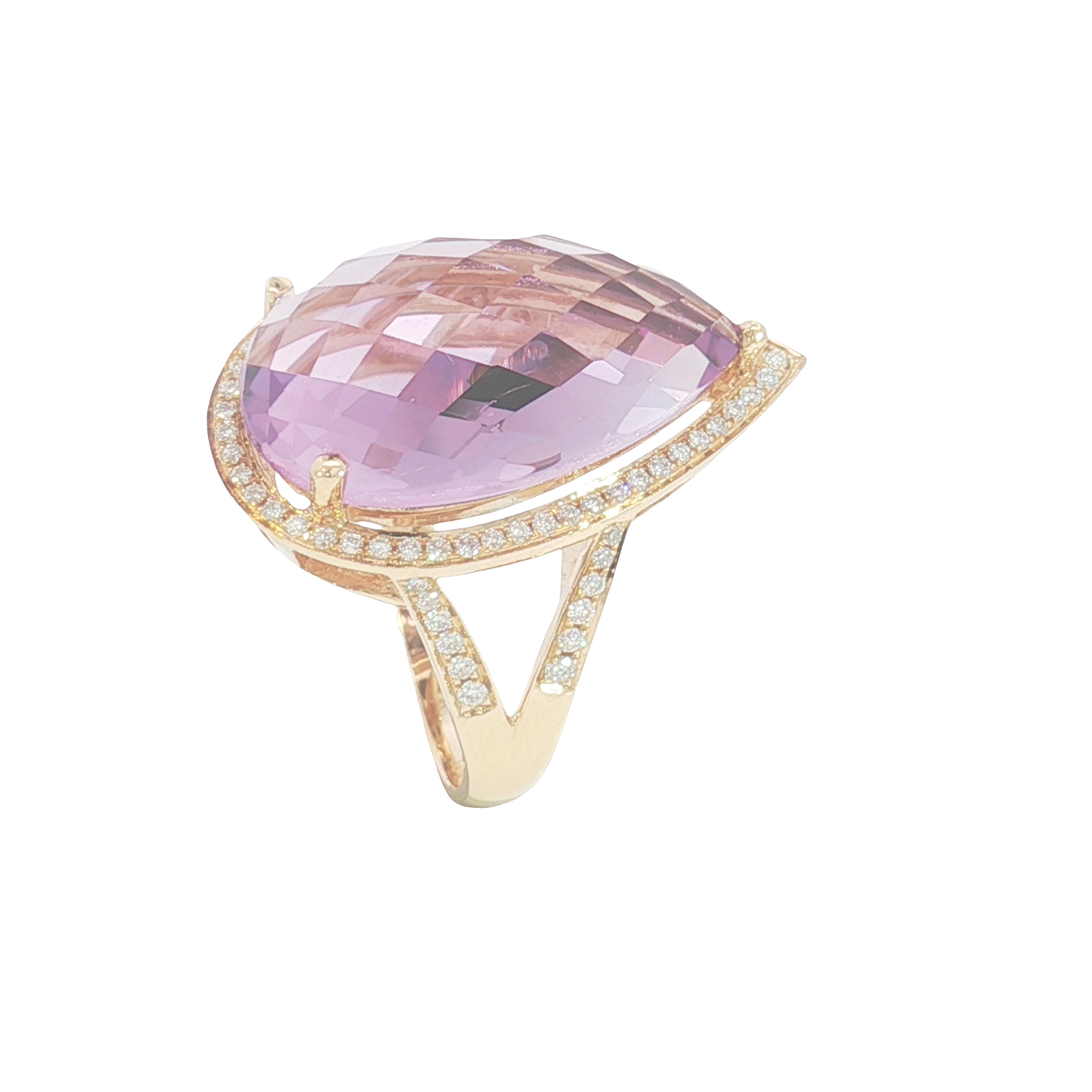 18ct RG Pear-Cut Amethyst Halo Cocktail Ring