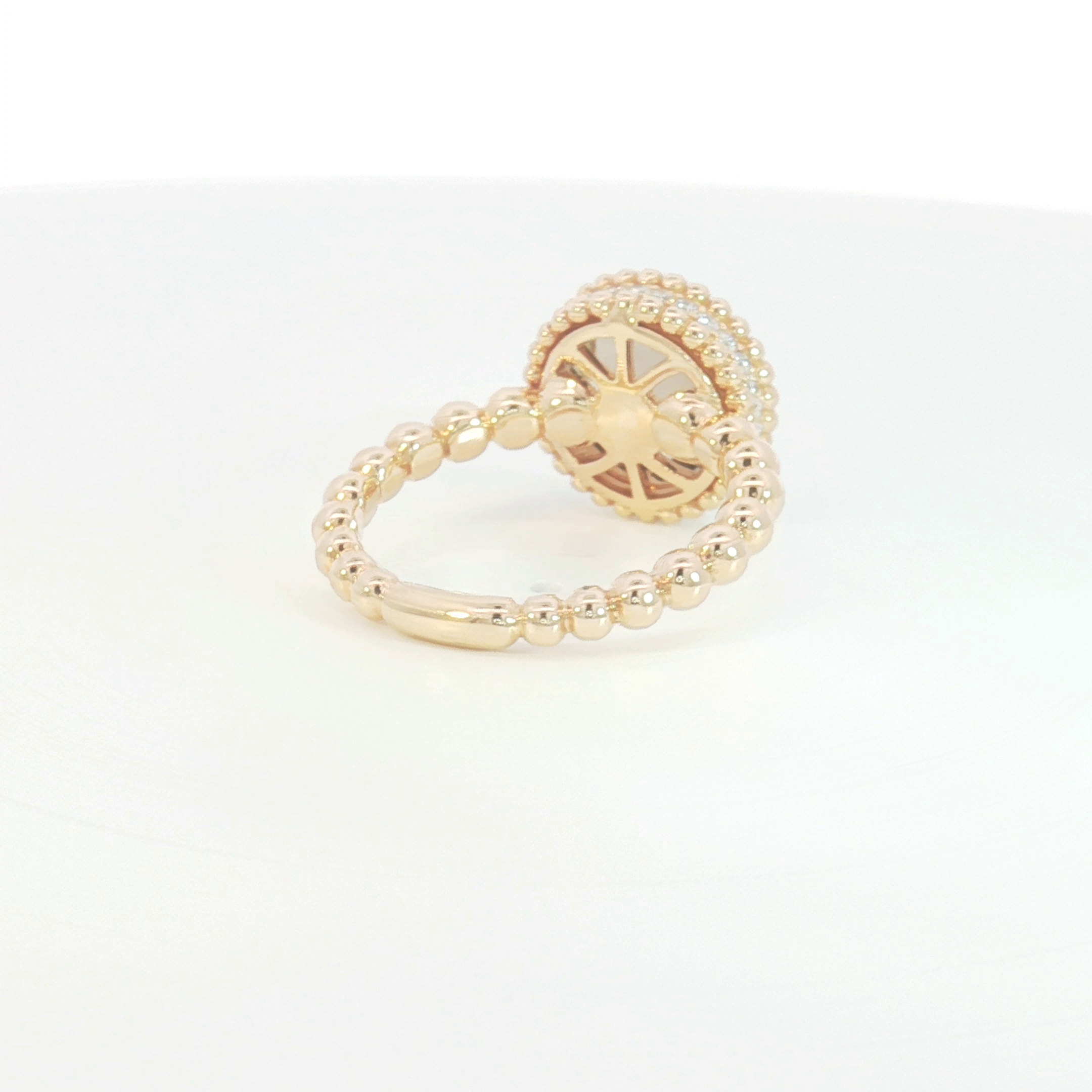18ct RG Smoky Quartz and Diamond Beaded Cocktail Ring