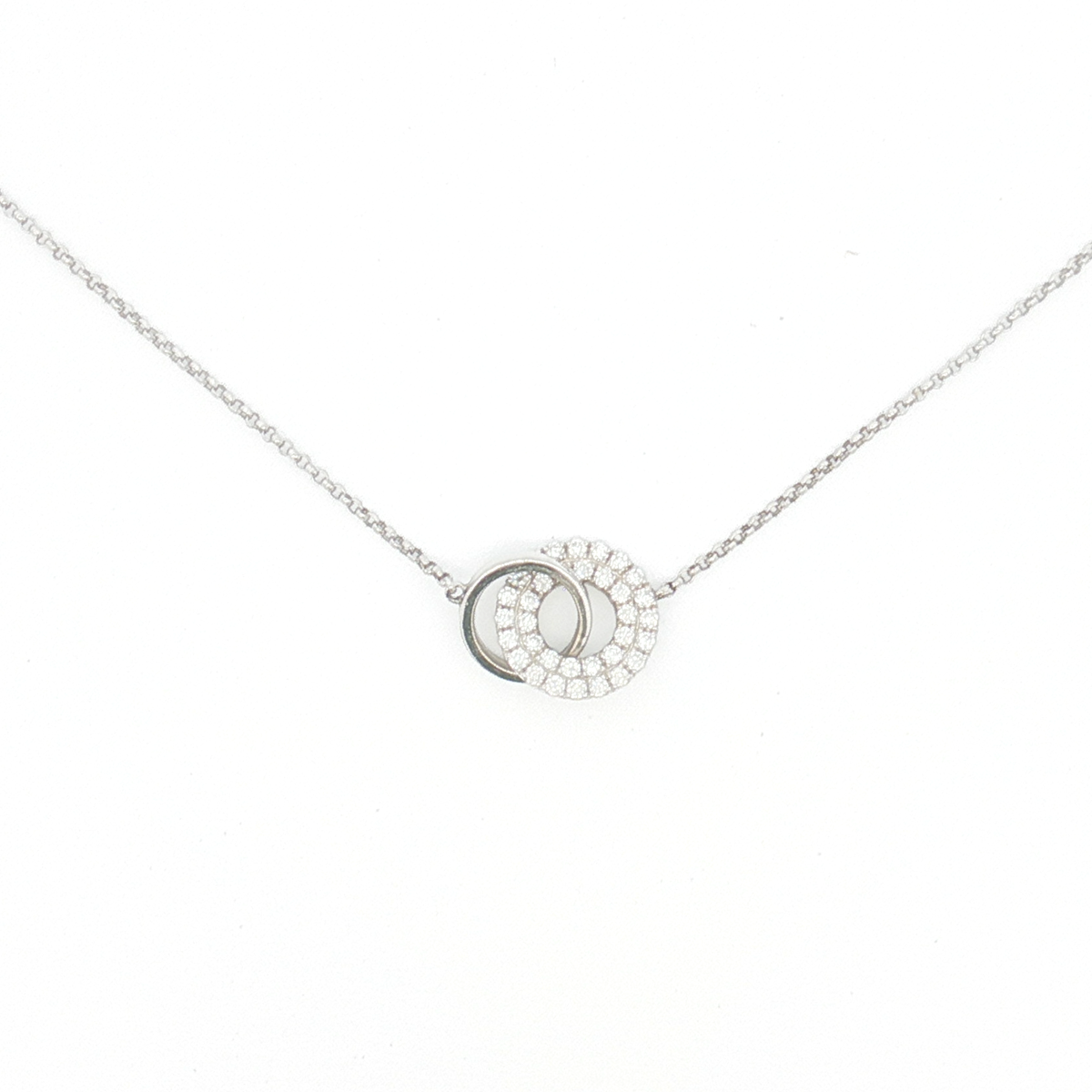 18ct WG Diamond Interlocking Circle Necklace
